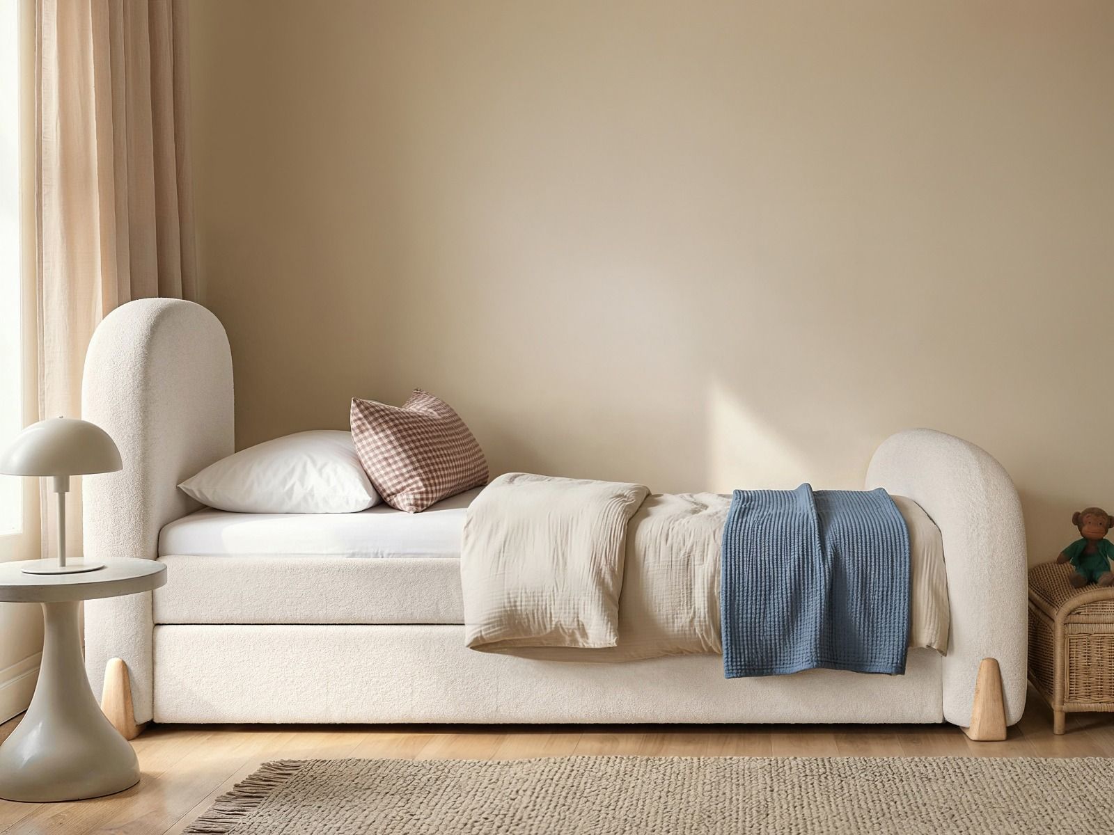 Flair Ines Single Bed with Trundle Cream Boucle
