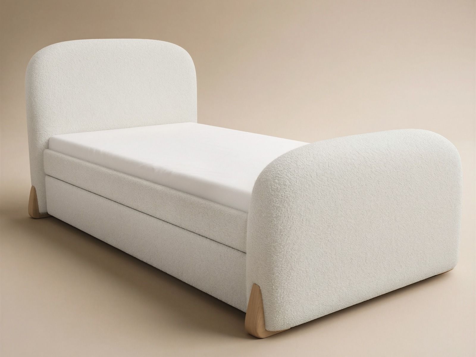 Flair Ines Single Bed with Trundle Cream Boucle
