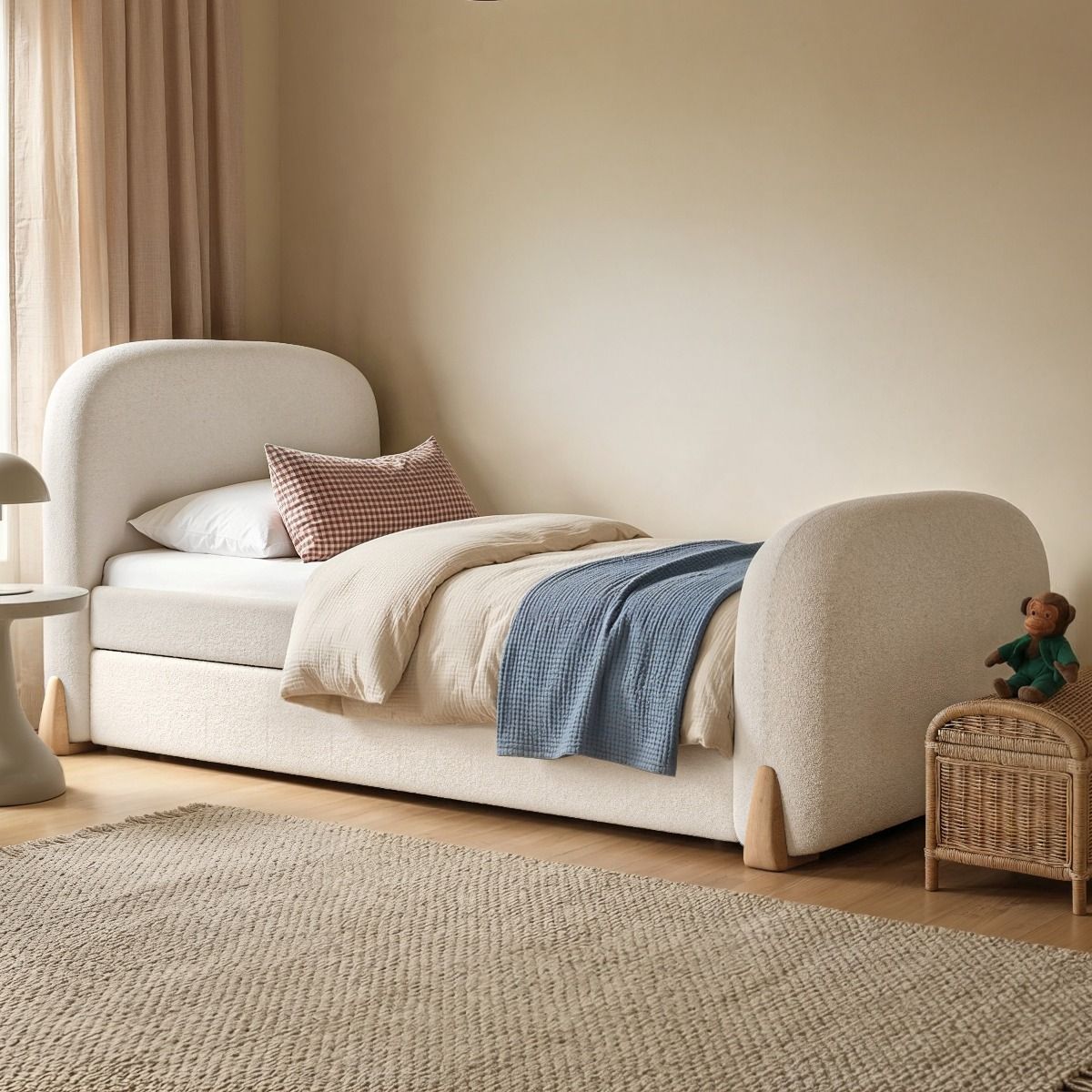 Flair Ines Single Bed with Trundle Cream Boucle