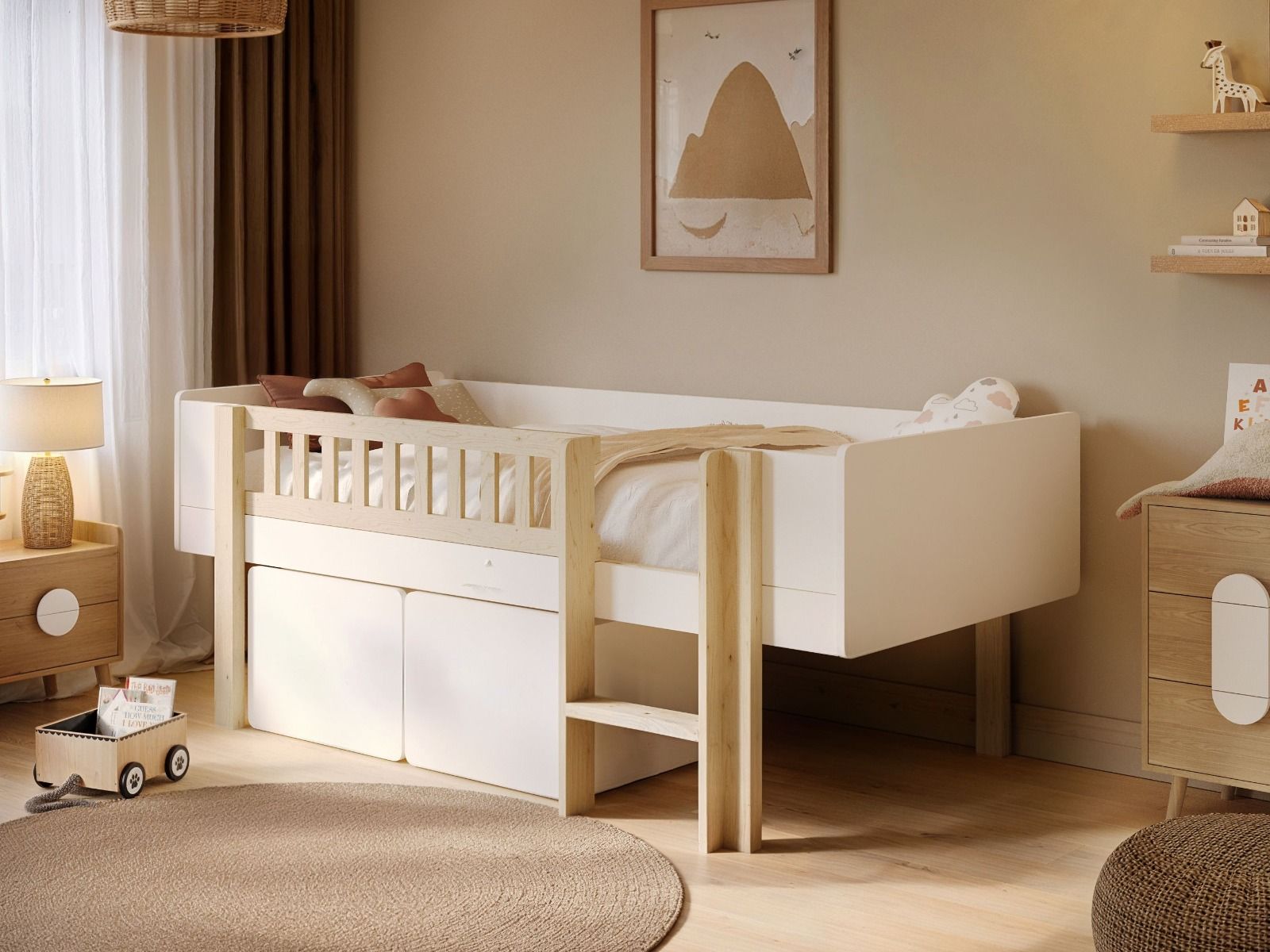 Noomi Kayla Mid Sleeper with Storage White (FSC-Certified)