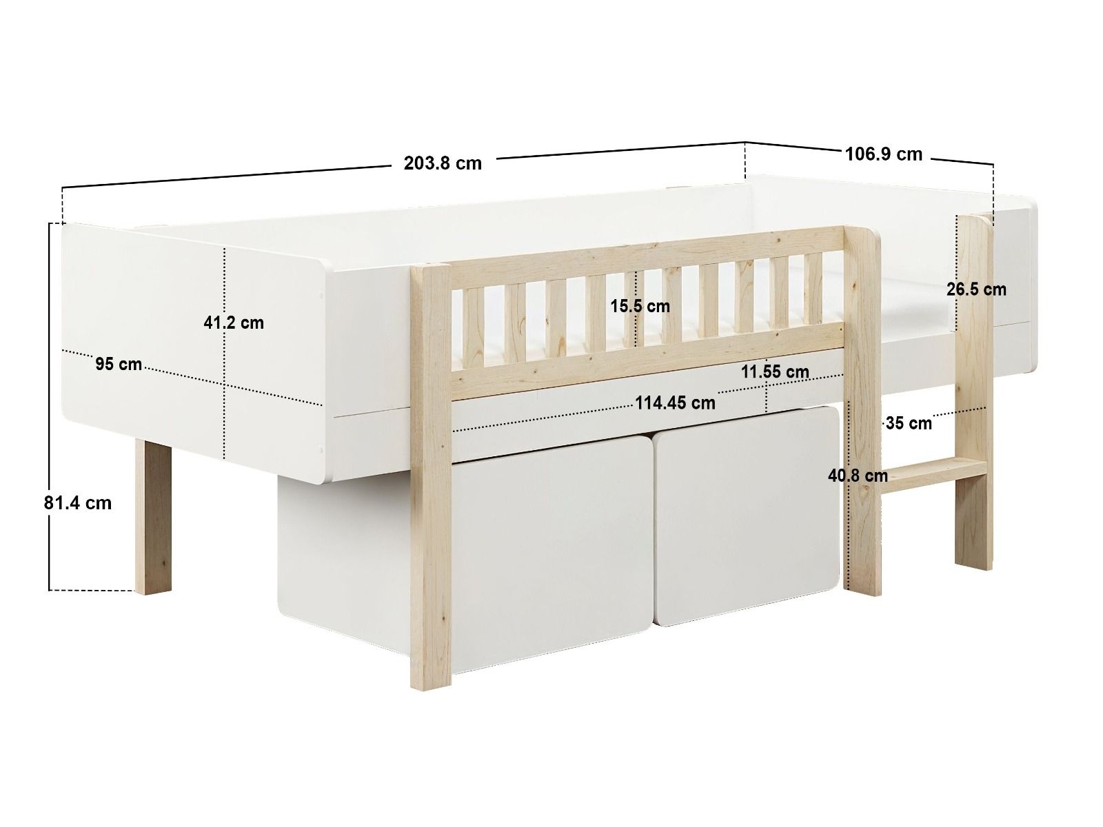 Noomi Kayla Mid Sleeper with Storage White (FSC-Certified)