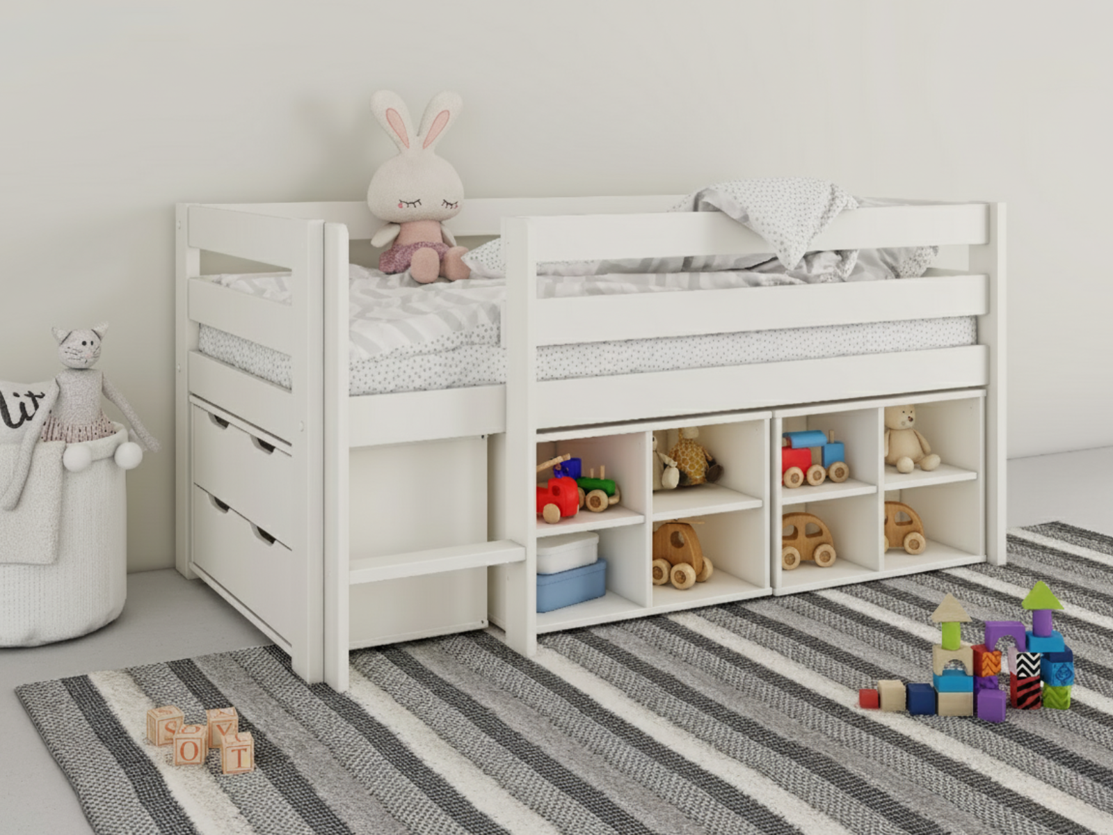 Noomi Shorty Midsleeper Cube Storage Set White (FSC-Certified)