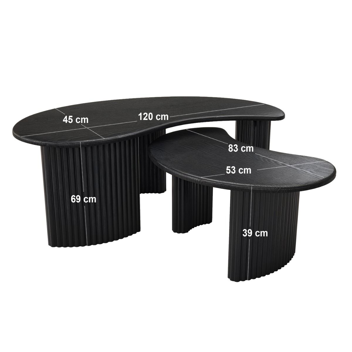 SOLACE+CO Clio Coffee Table Set Black
