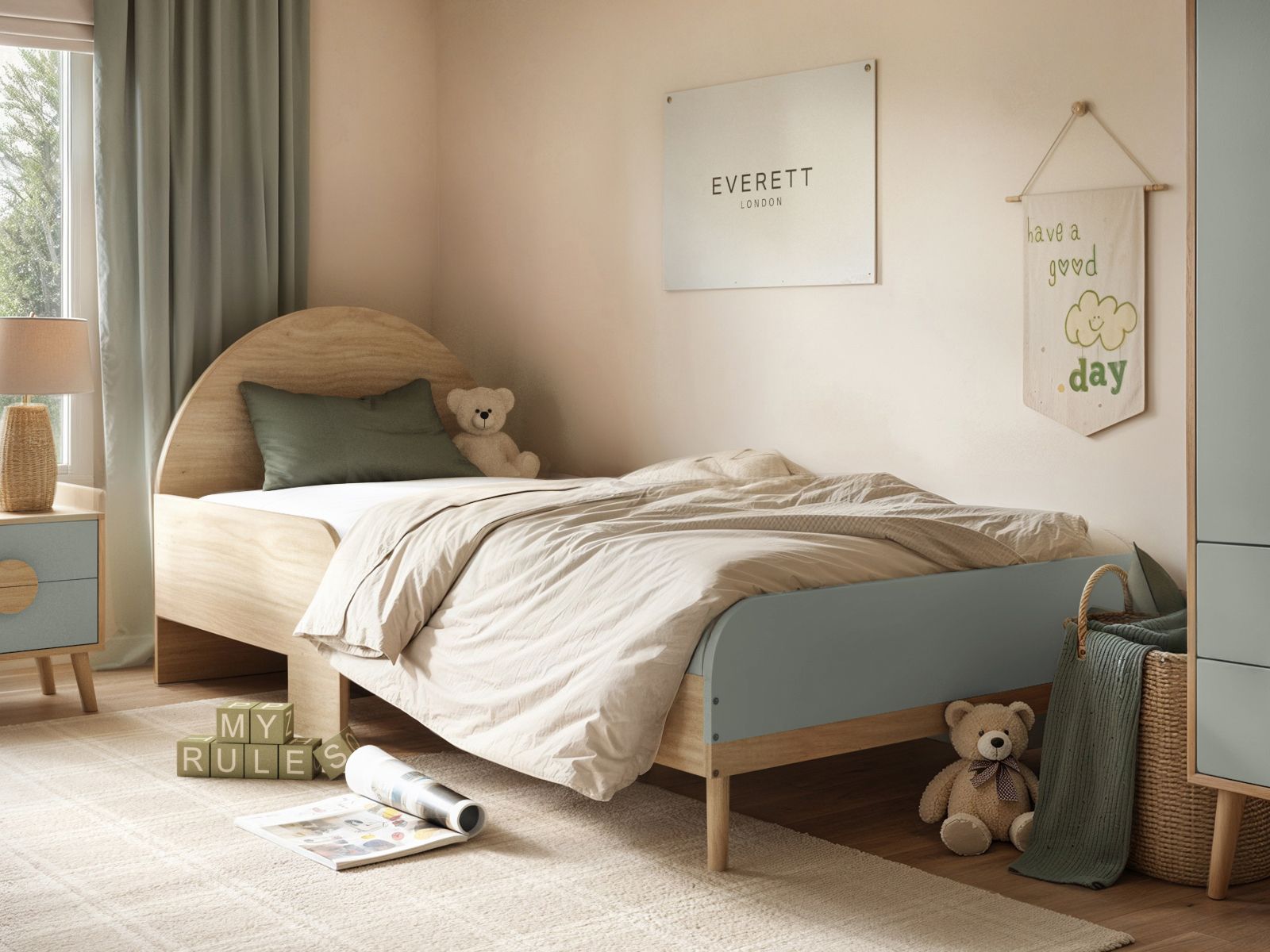 Flair Noah Single Curved Headboard Bed