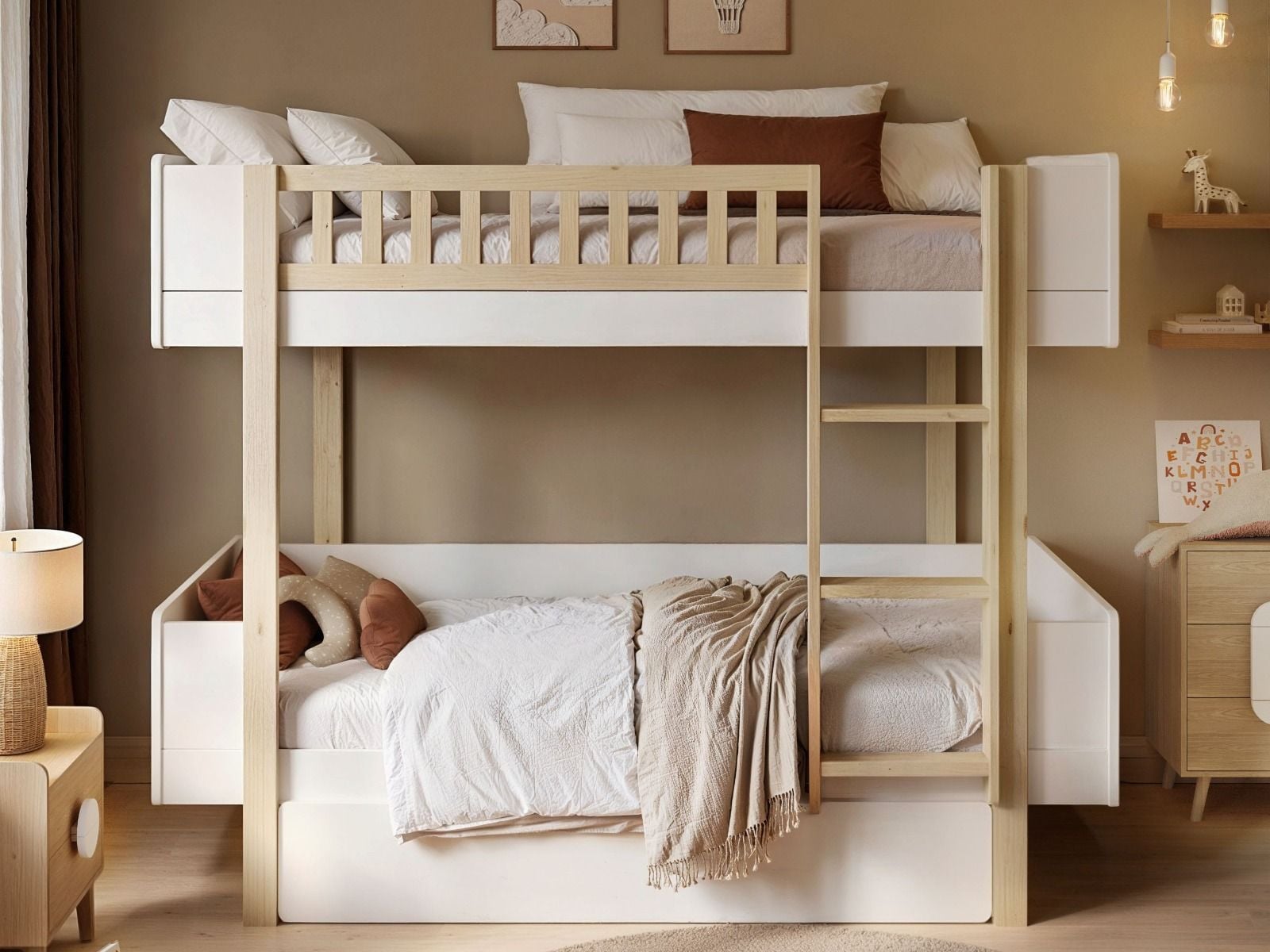 Noomi Kayla Bunk Bed with Storage White (FSC-Certified)