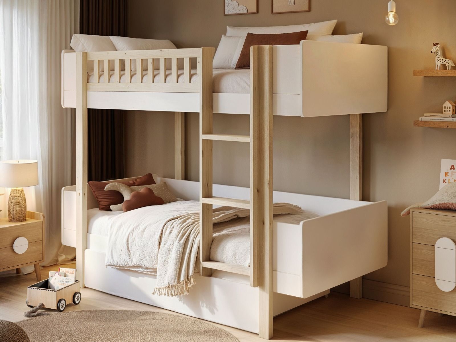 Noomi Kayla Bunk Bed with Storage White (FSC-Certified)