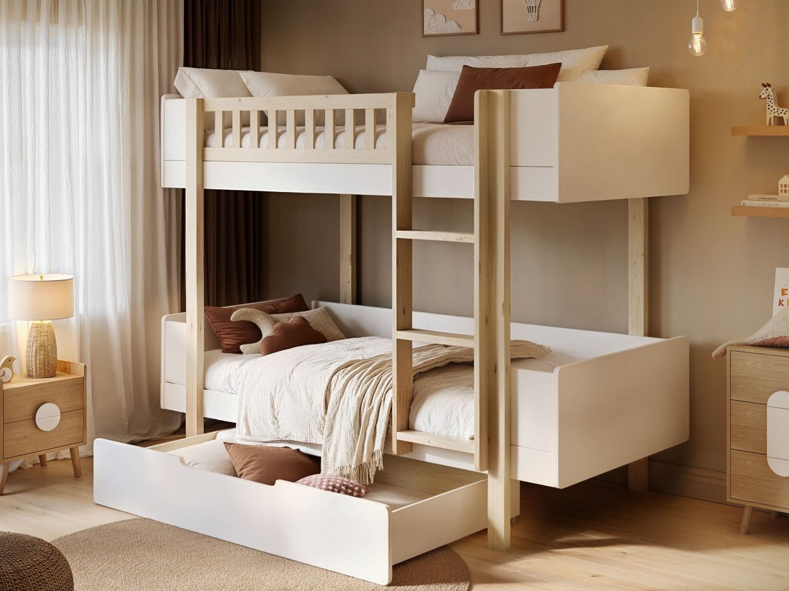 Noomi Kayla Bunk Bed with Storage White (FSC-Certified)