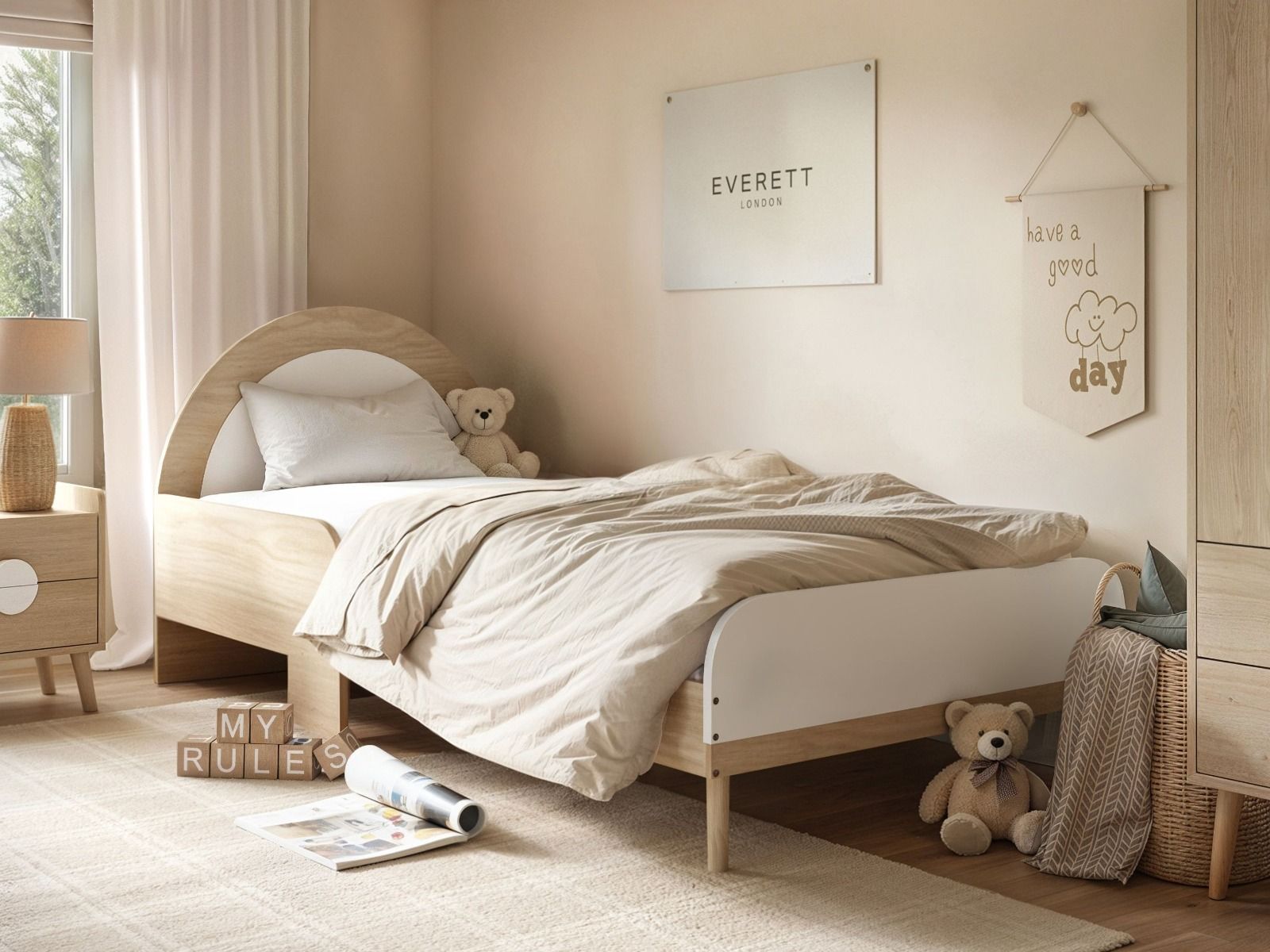 Flair Noah Single Curved Headboard Bed