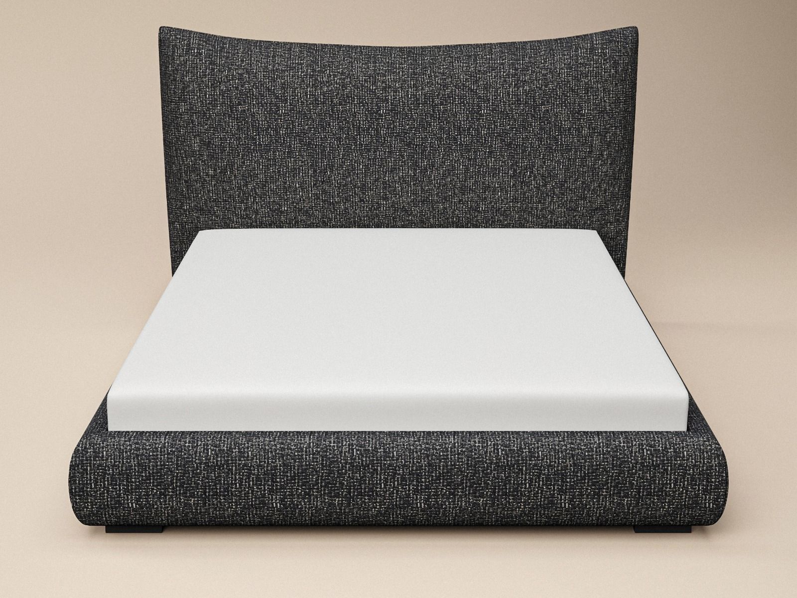 SOLACE+CO Miller Curved Headboard Bed Frame Black Chenille