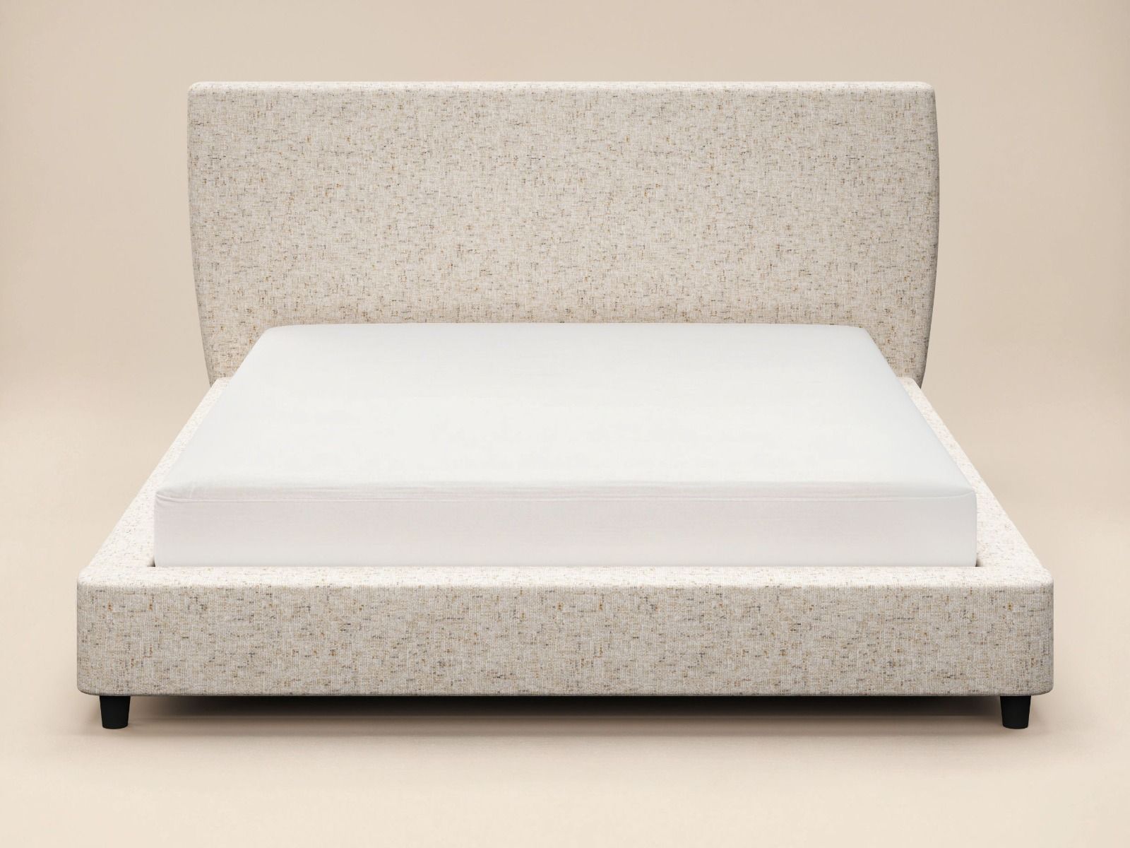 SOLACE+CO Luciana Upholstered Platform Bed Frame Cream Chenille