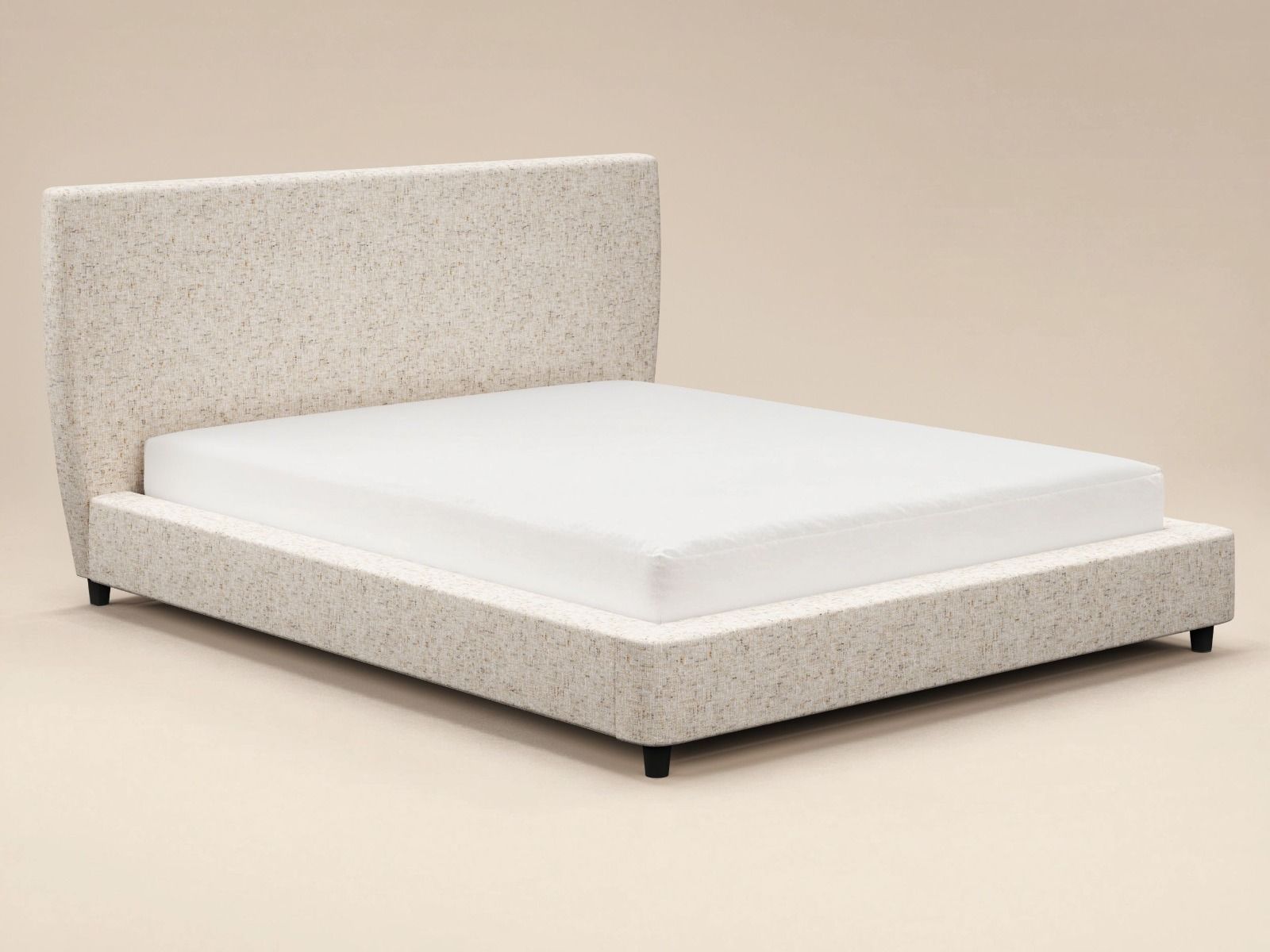 SOLACE+CO Luciana Upholstered Platform Bed Frame Cream Chenille