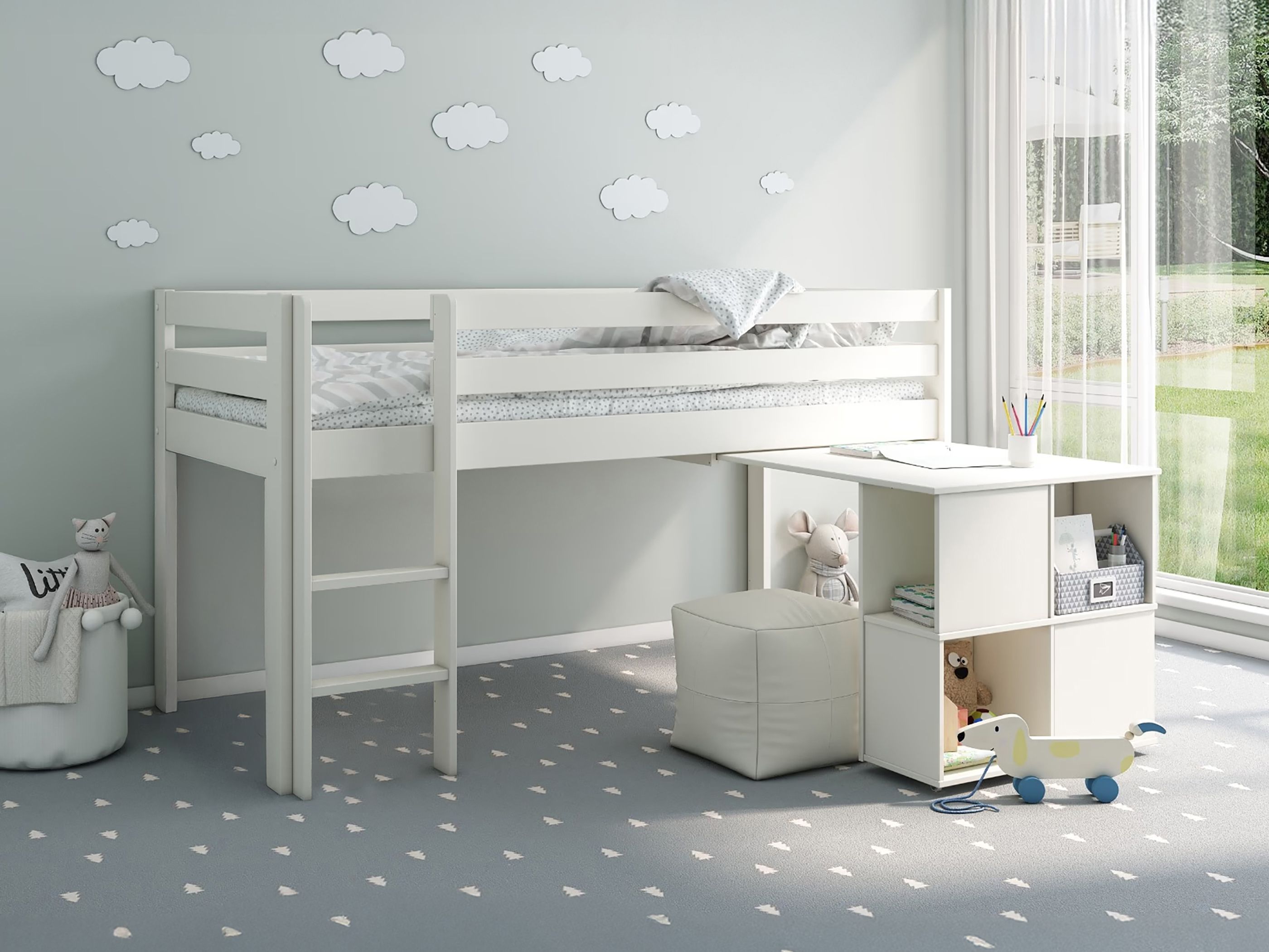 Noomi Nora Workstation Mid Sleeper Bed Solid Wood (FSC-Certified)
