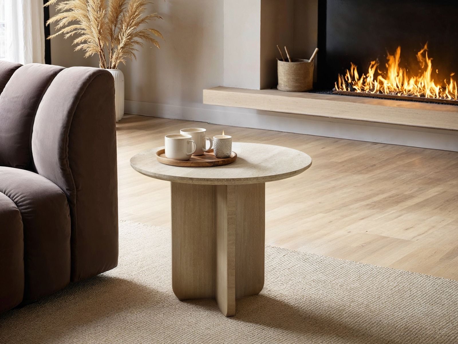 SOLACE+CO Aven Sintered Stone Effect Round Side Table