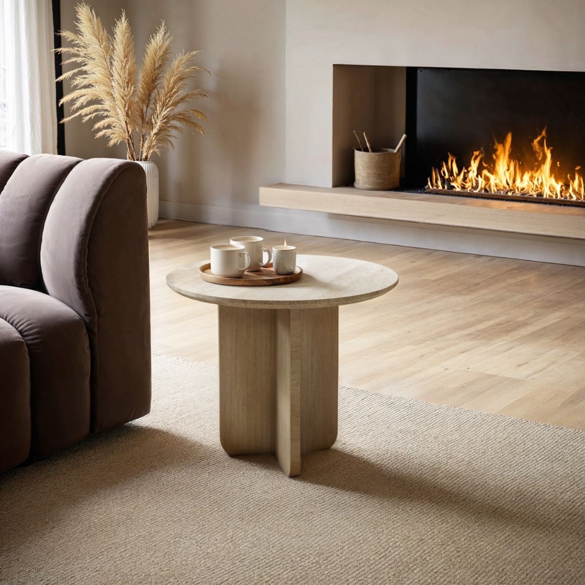 SOLACE+CO Aven Sintered Stone Effect Round Side Table