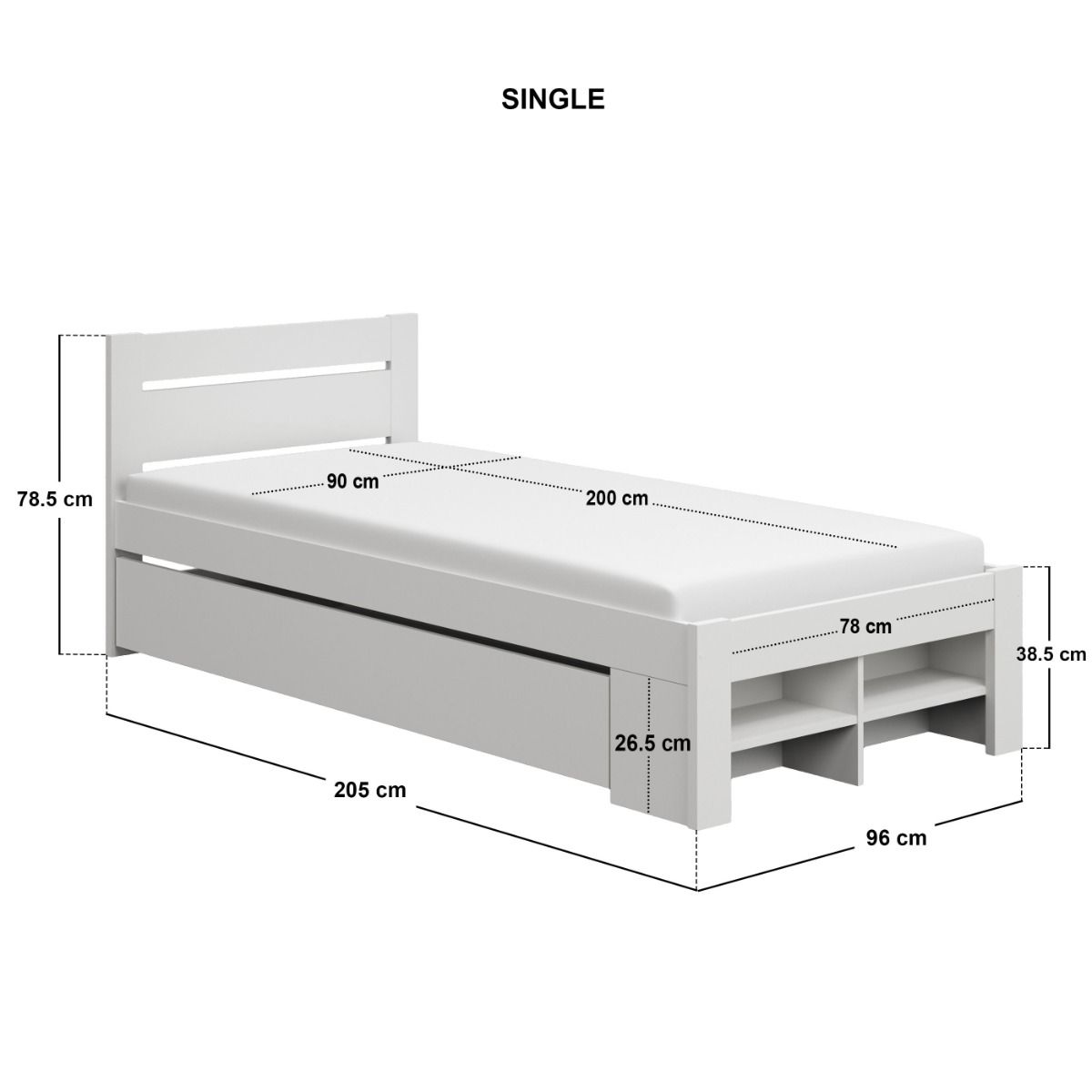 Noomi Pradis Single Storage Bed White (FSC-Certified)