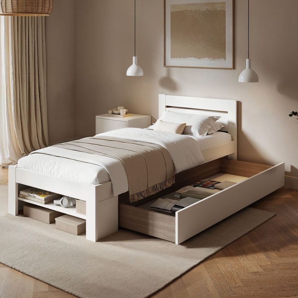 Noomi Pradis Single Storage Bed White (FSC-Certified)