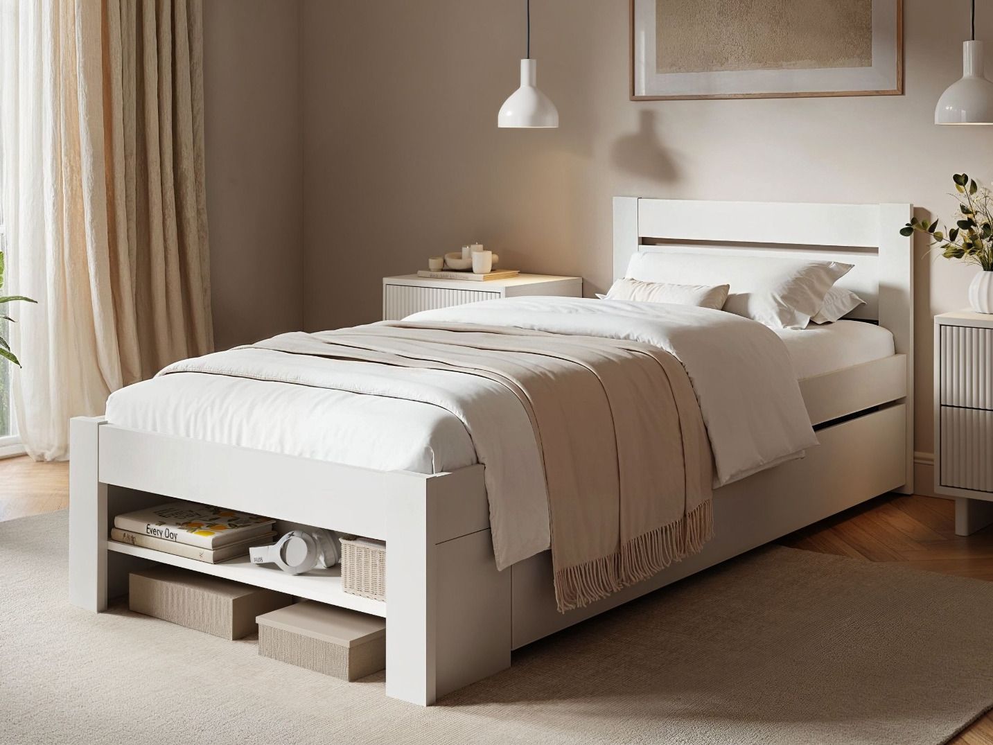 Noomi Pradis Single Storage Bed White (FSC-Certified)