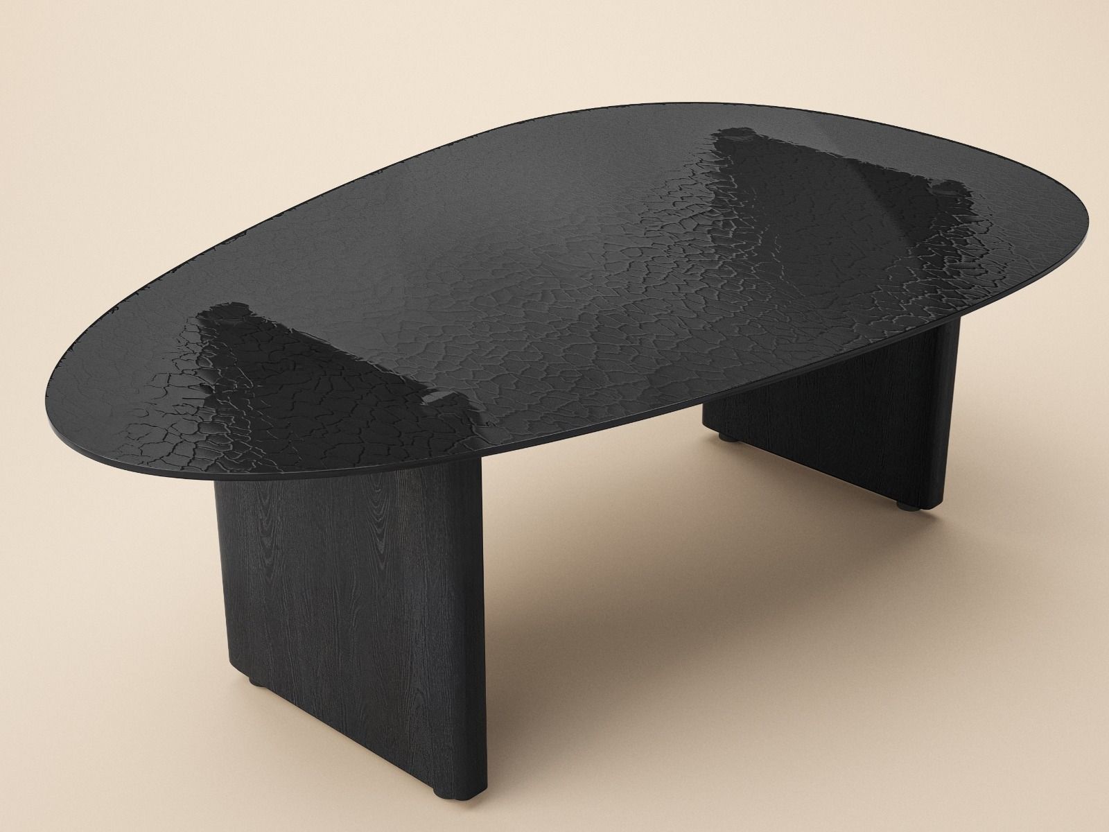 SOLACE+CO Emil Black Glass Oval Coffee Table