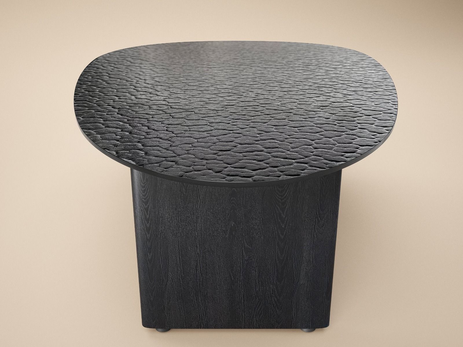 SOLACE+CO Emil Black Glass Oval Coffee Table