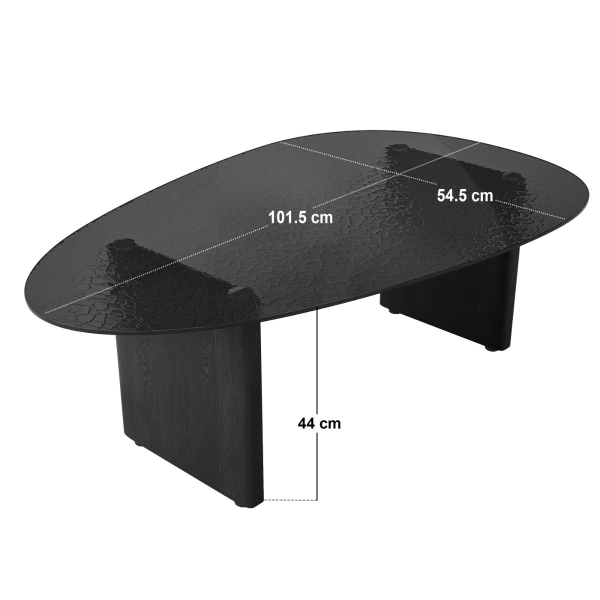 SOLACE+CO Emil Black Glass Oval Coffee Table