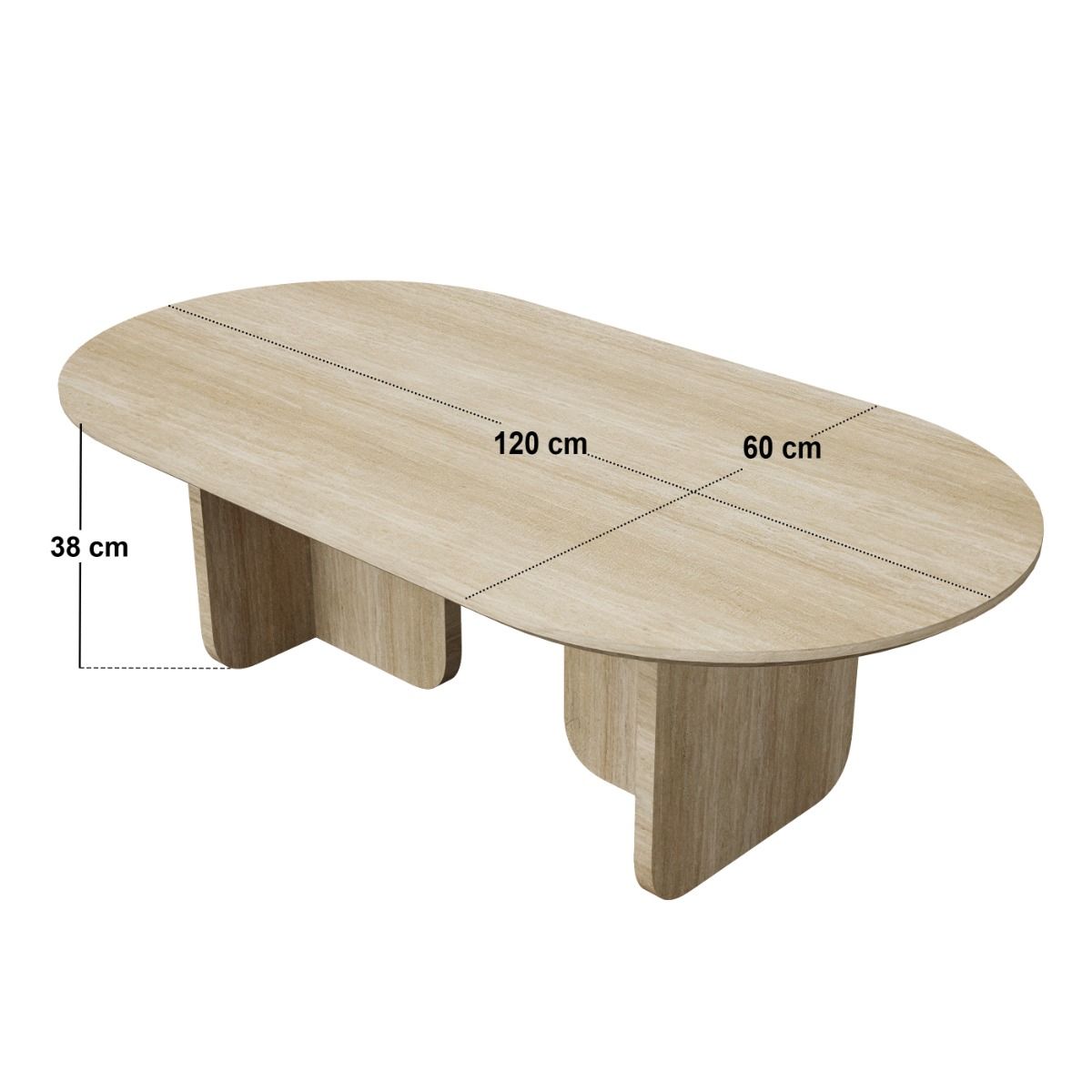 SOLACE+CO Aven Sintered Stone Effect Oval Coffee Table