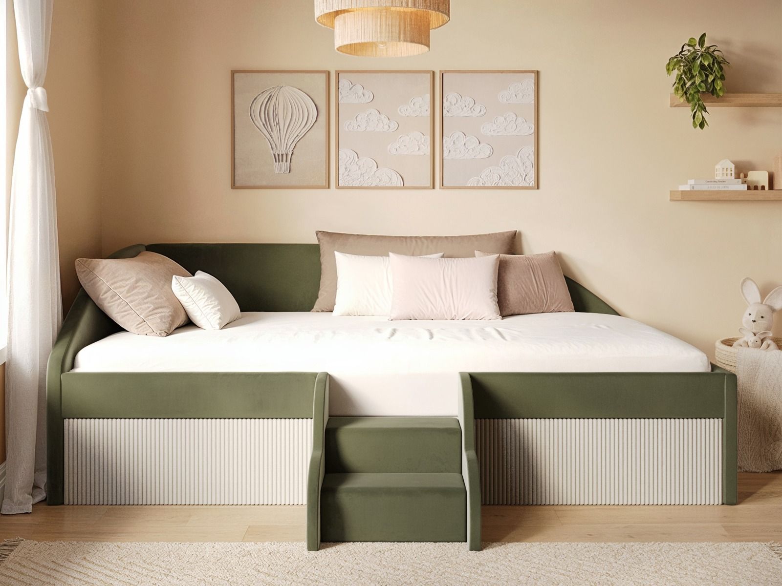 Flair Aviana Velvet Low Sleeper Bed with Beige Cord