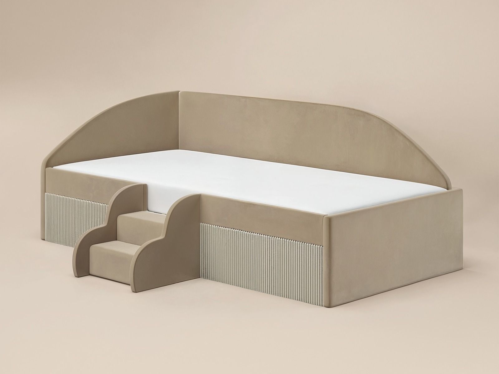 Flair Aviana Velvet Low Sleeper Bed with Beige Cord