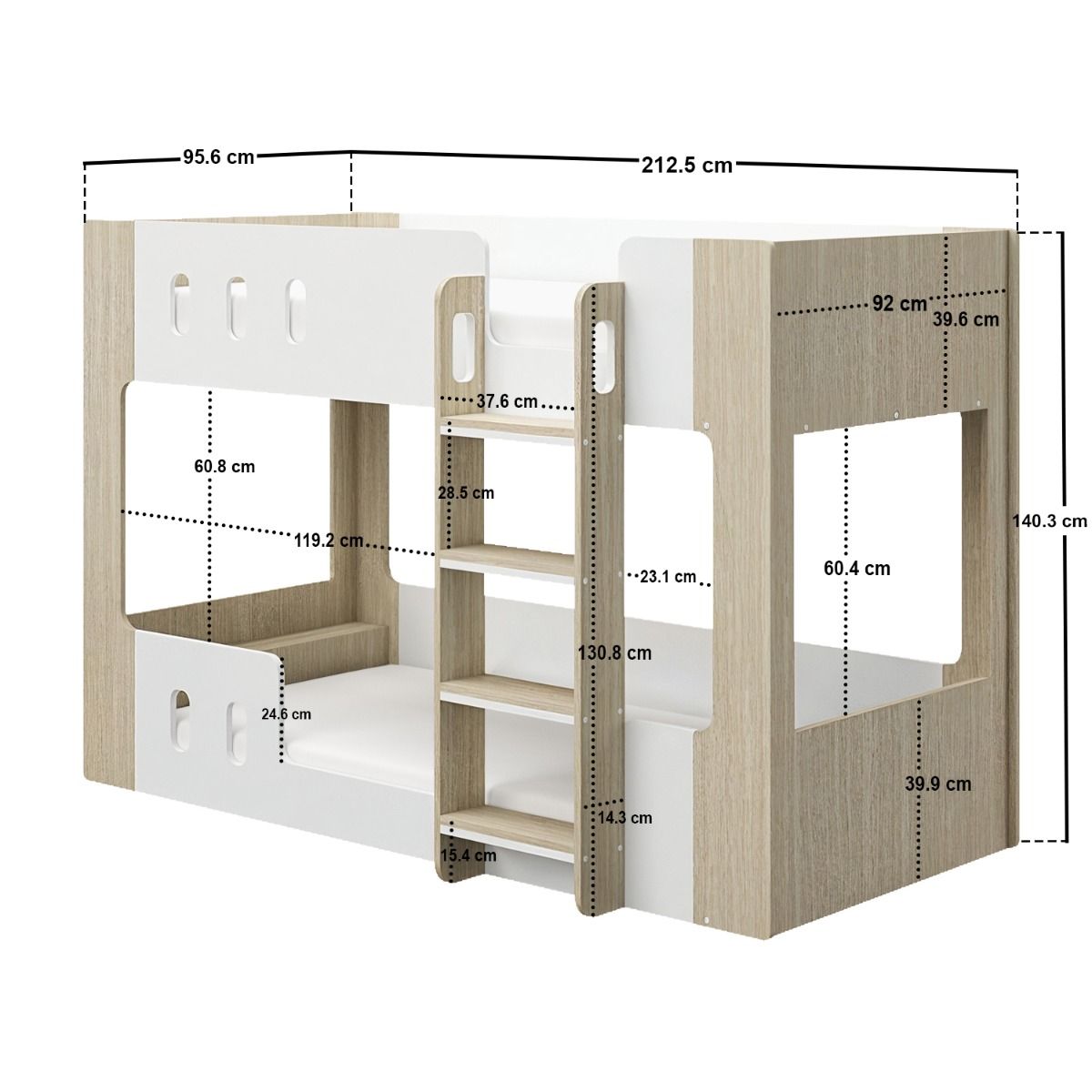 Flair Willow Low Bunk Bed White & Oak