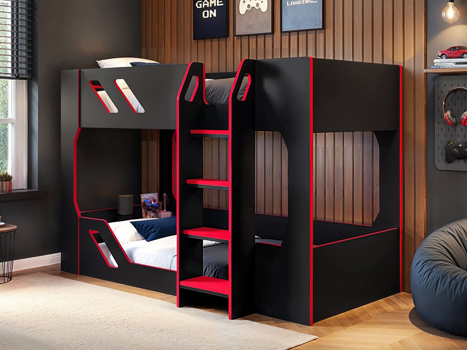 Recoil Shuttle Gaming Bunk Bed Black & Red