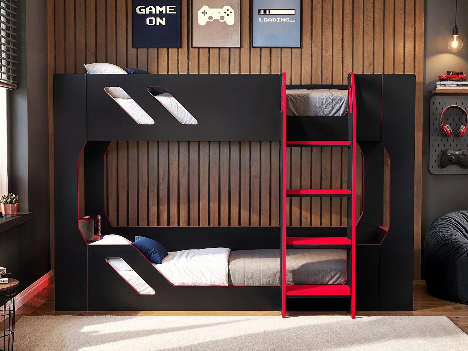 Recoil Shuttle Gaming Bunk Bed Black & Red