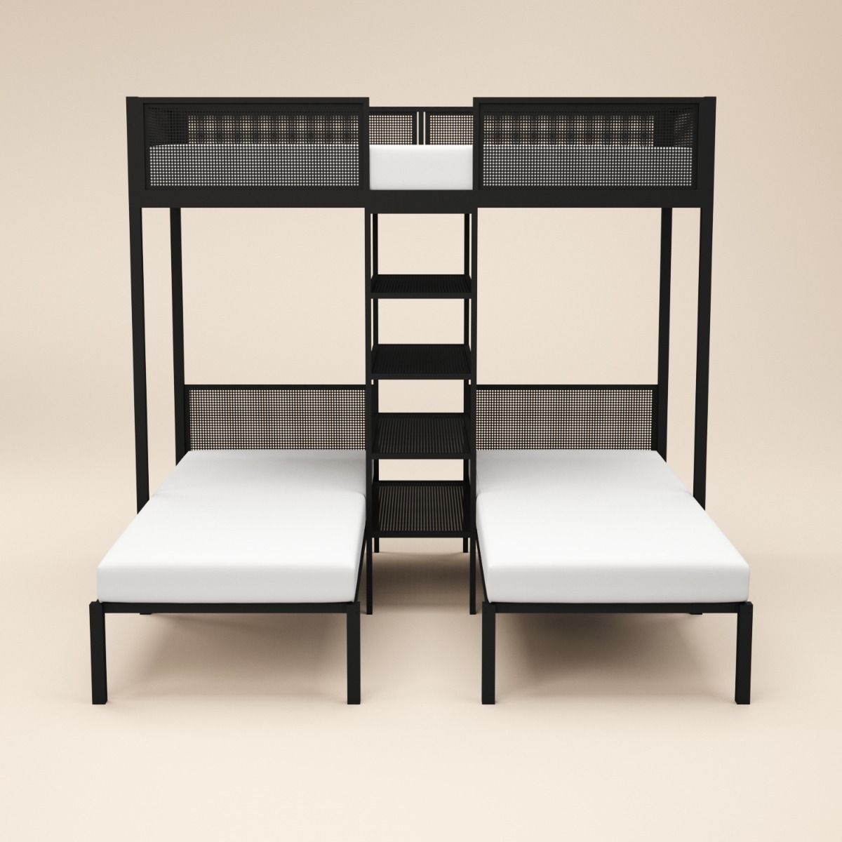 Flair Axton Triple Bunk Bed with Shelves Black Metal