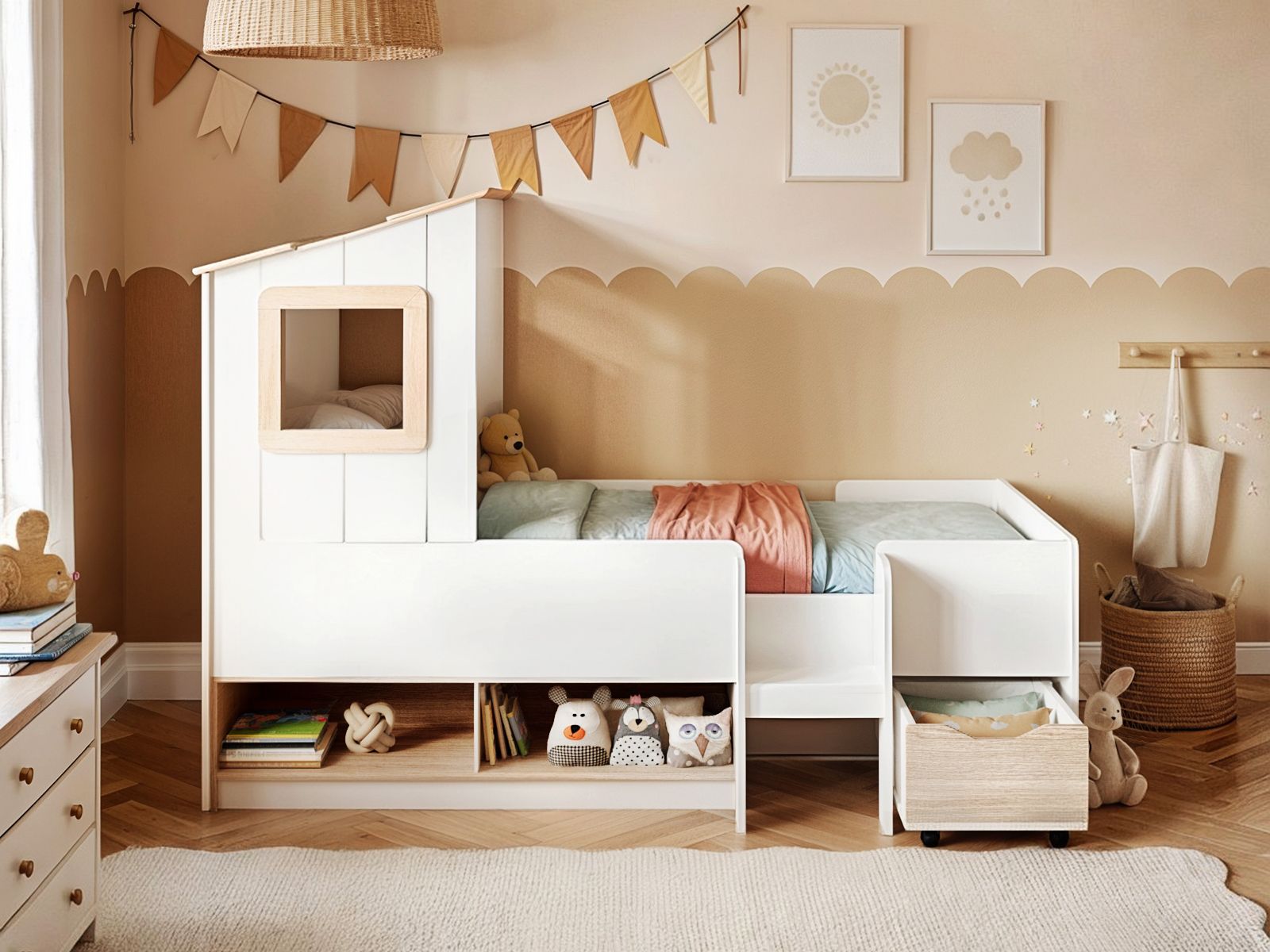 Flair Millie Low Sleeper House Bed with Storage White