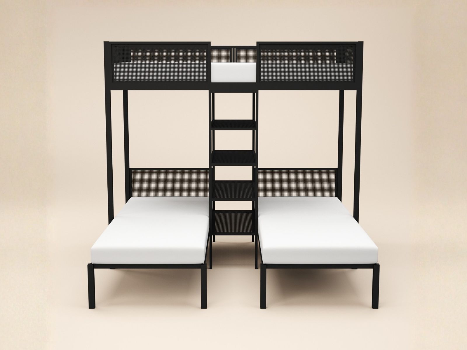 Flair Axton Triple Bunk Bed with Shelves Black Metal