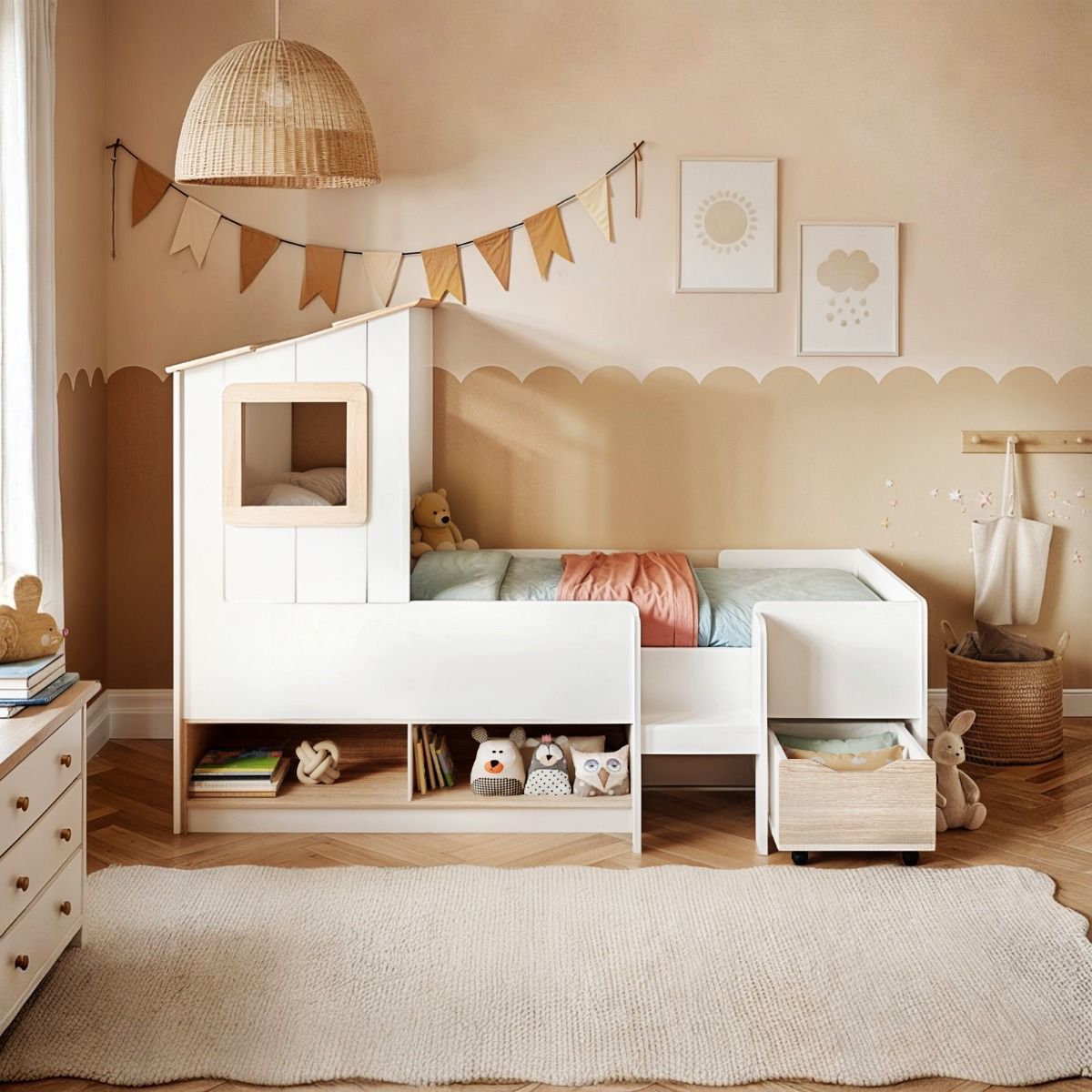 Flair Millie Low Sleeper House Bed with Storage White