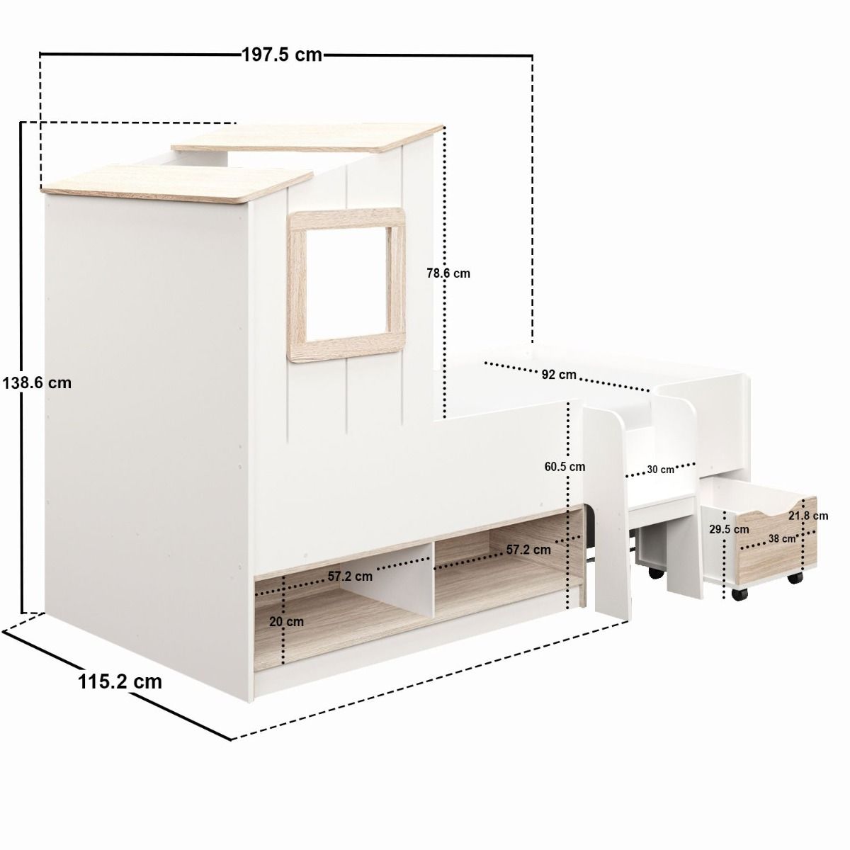 Flair Millie Low Sleeper House Bed with Storage White