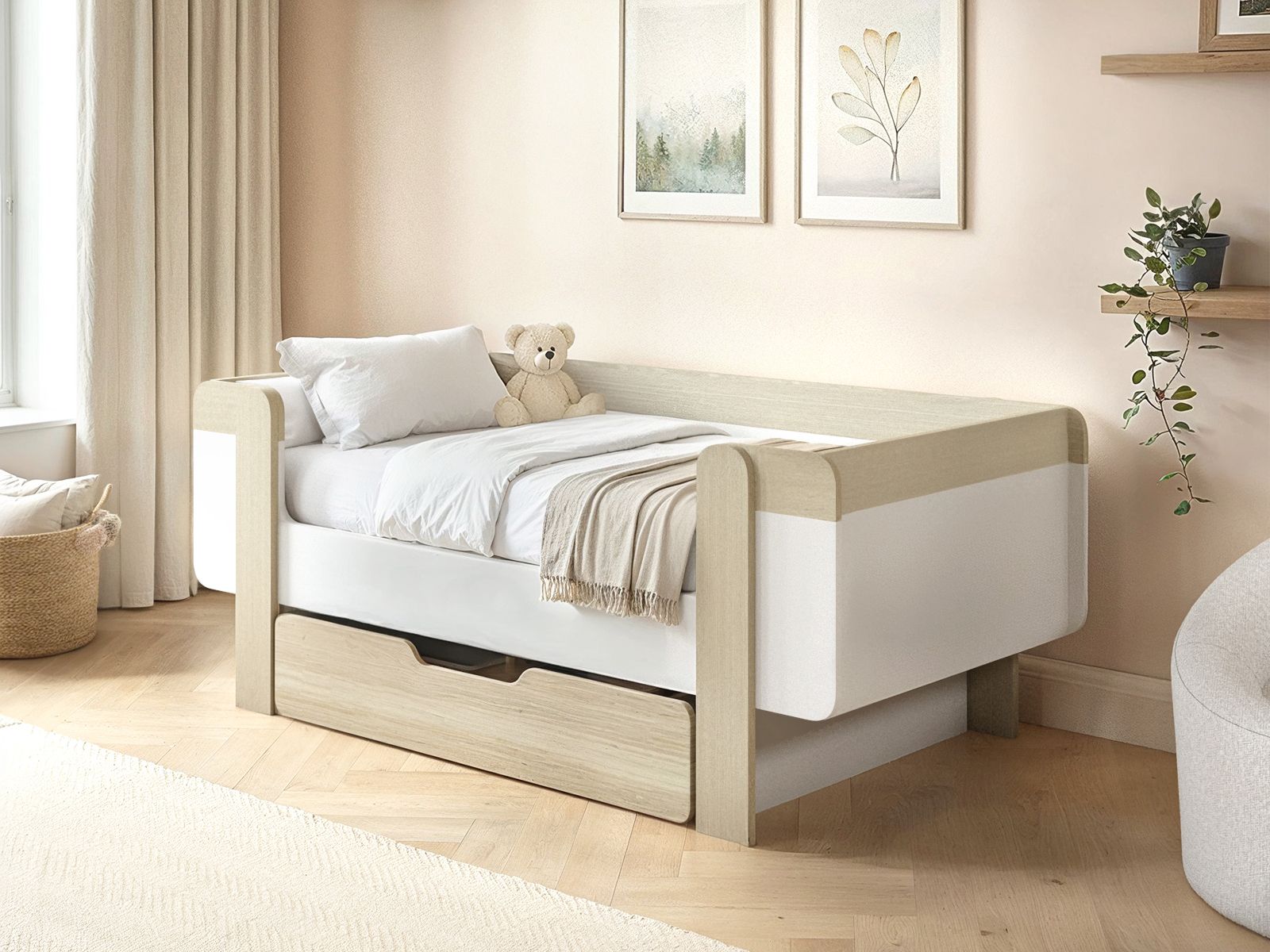 Flair Alfie Wooden Toddler Bed White & Oak