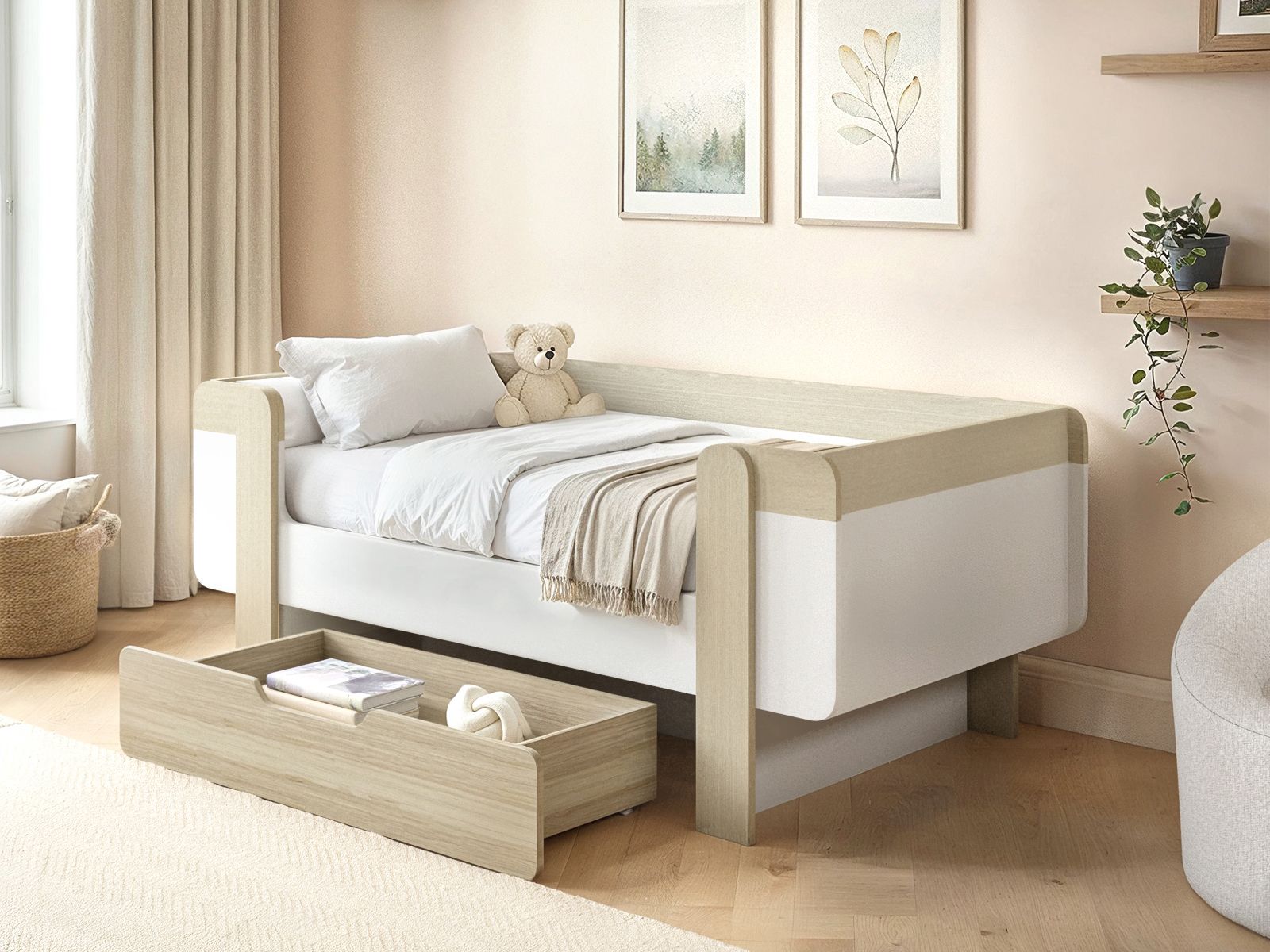 Flair Alfie Wooden Toddler Bed White & Oak