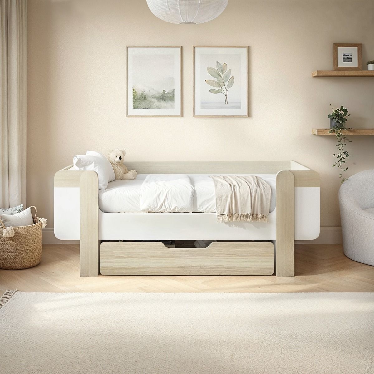 Flair Alfie Wooden Toddler Bed White & Oak