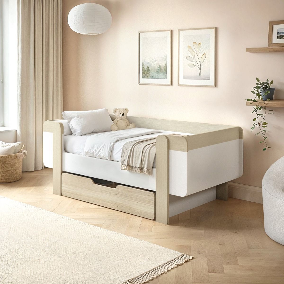Flair Alfie Wooden Toddler Bed White & Oak