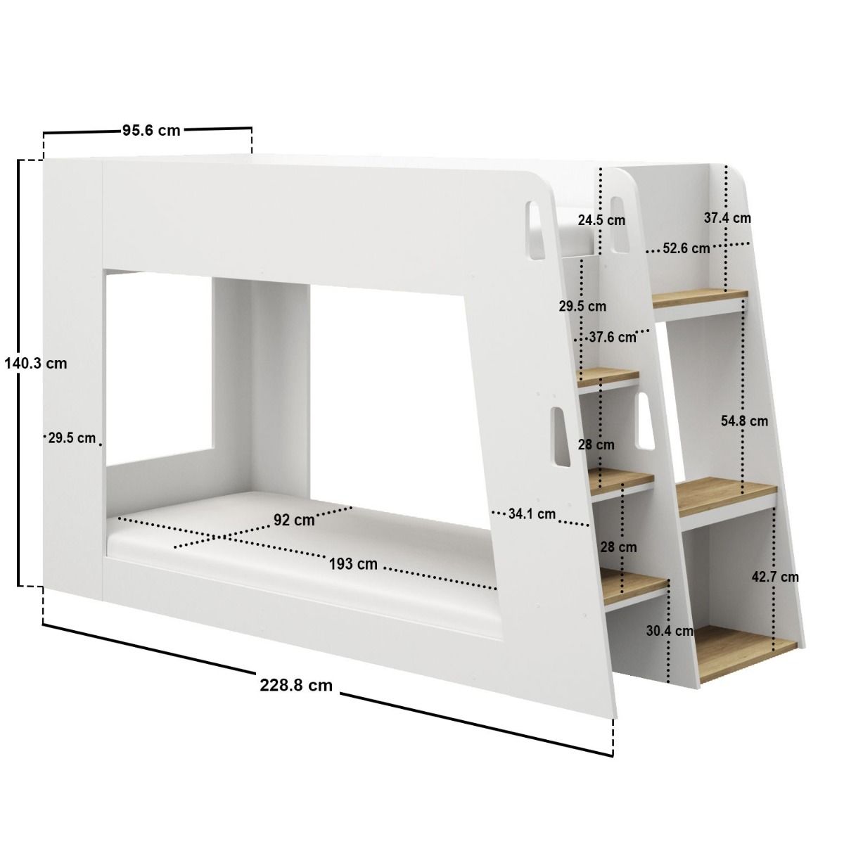 Flair Fern Bunk Bed White & Oak