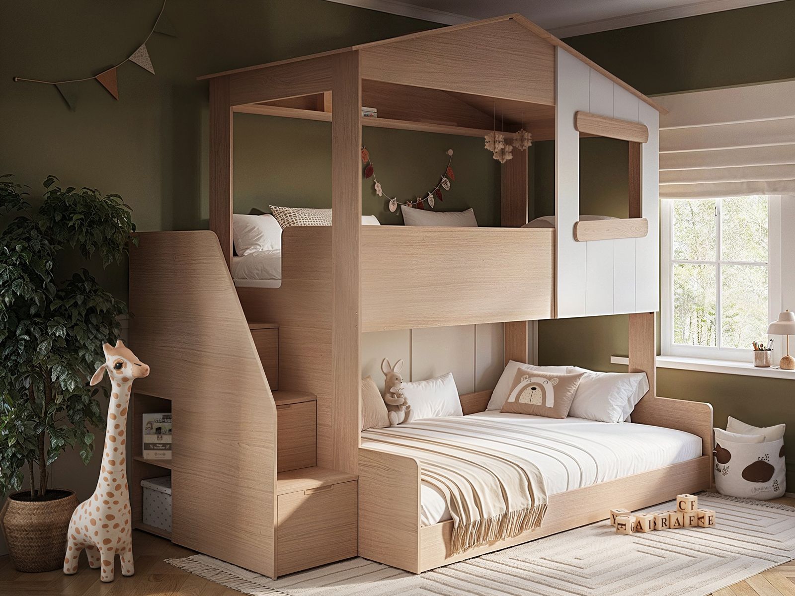 Flair Dreamland House Triple Bunk Bed with Staircase