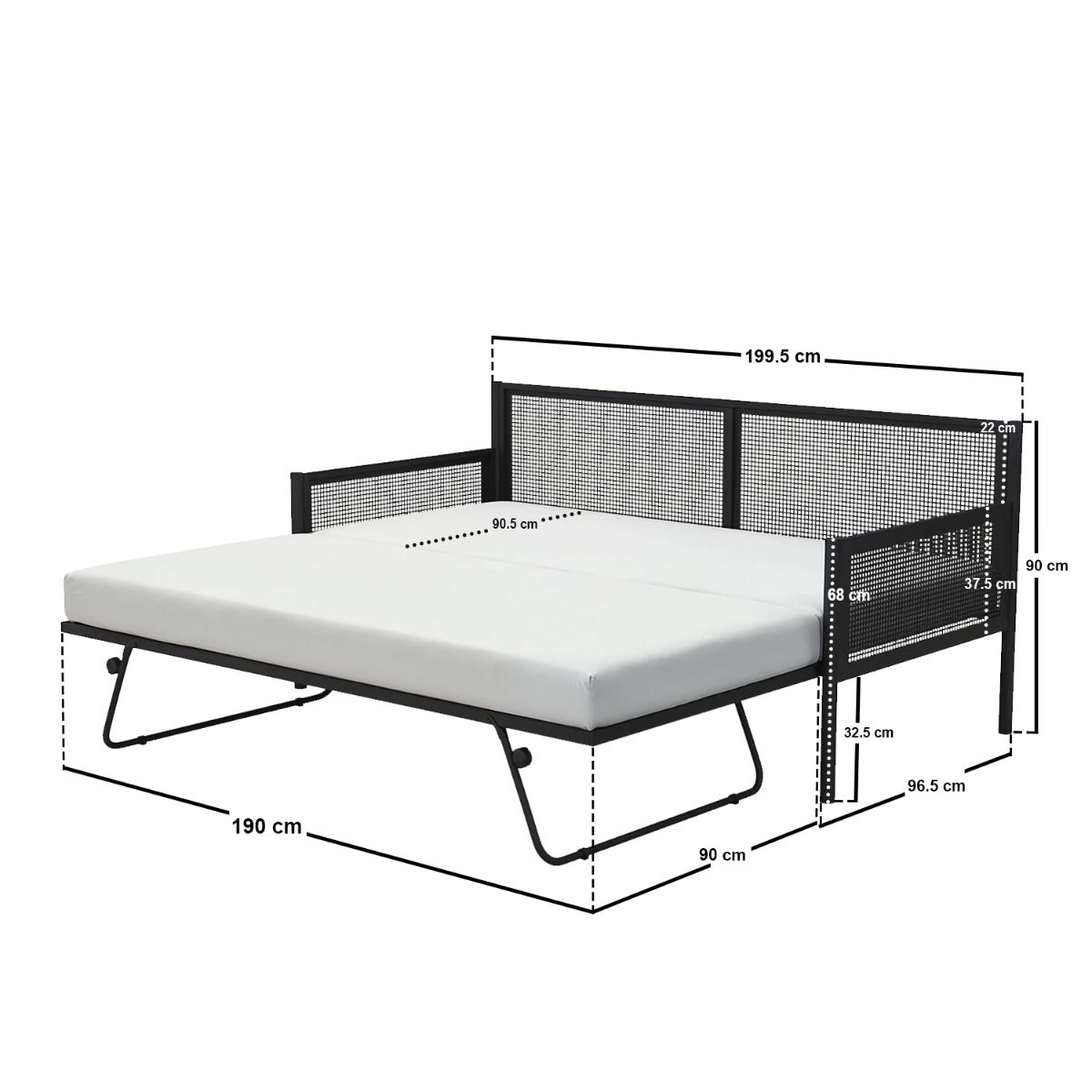 Flair Clay Metal Daybed with Trundle Black