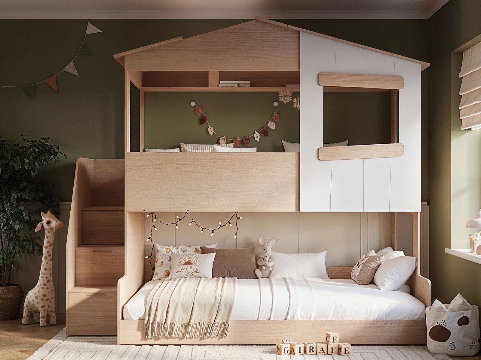 Flair Dreamland House Triple Bunk Bed with Staircase