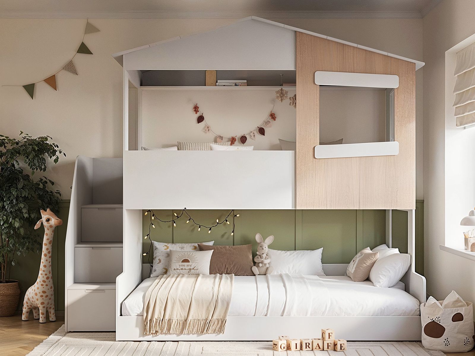 Flair Dreamland House Triple Bunk Bed with Staircase