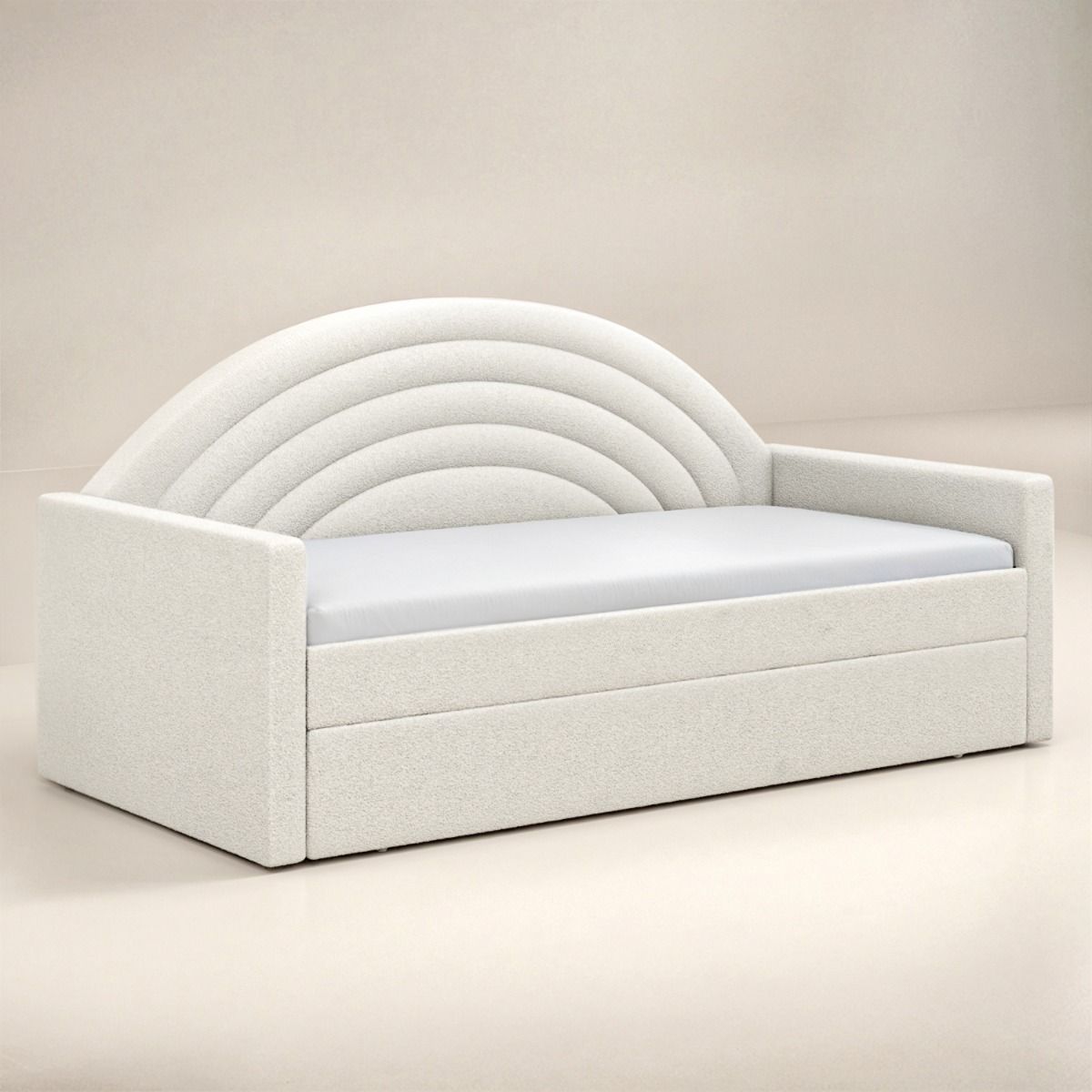 Flair Noa Rainbow Day Bed with Trundle Beige Teddy Fabric