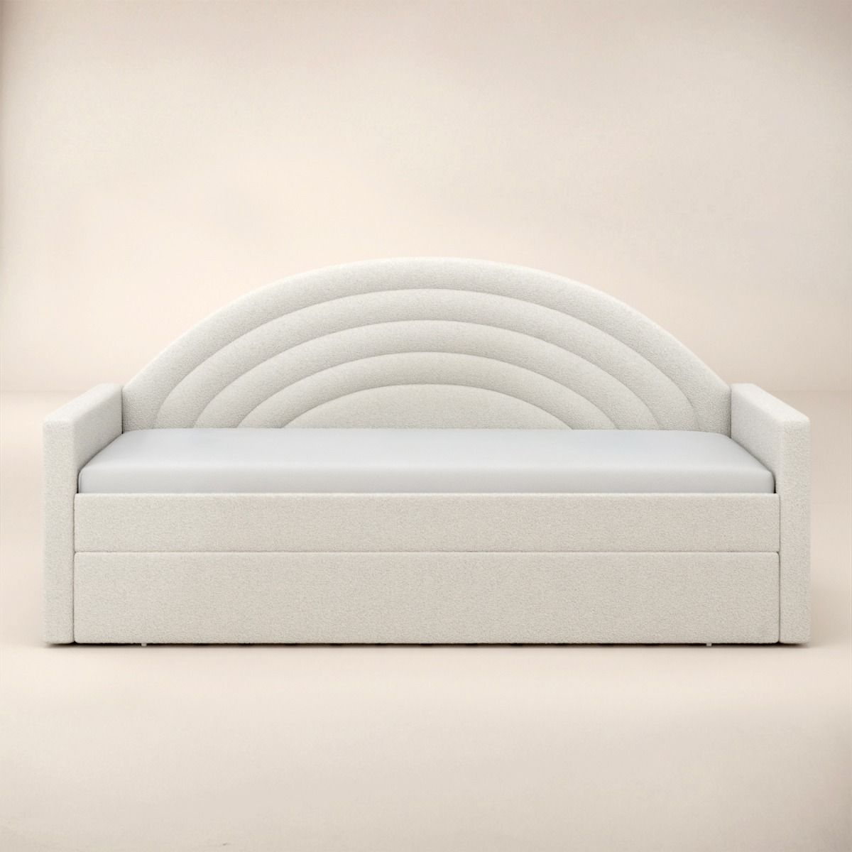 Flair Noa Rainbow Day Bed with Trundle Beige Teddy Fabric