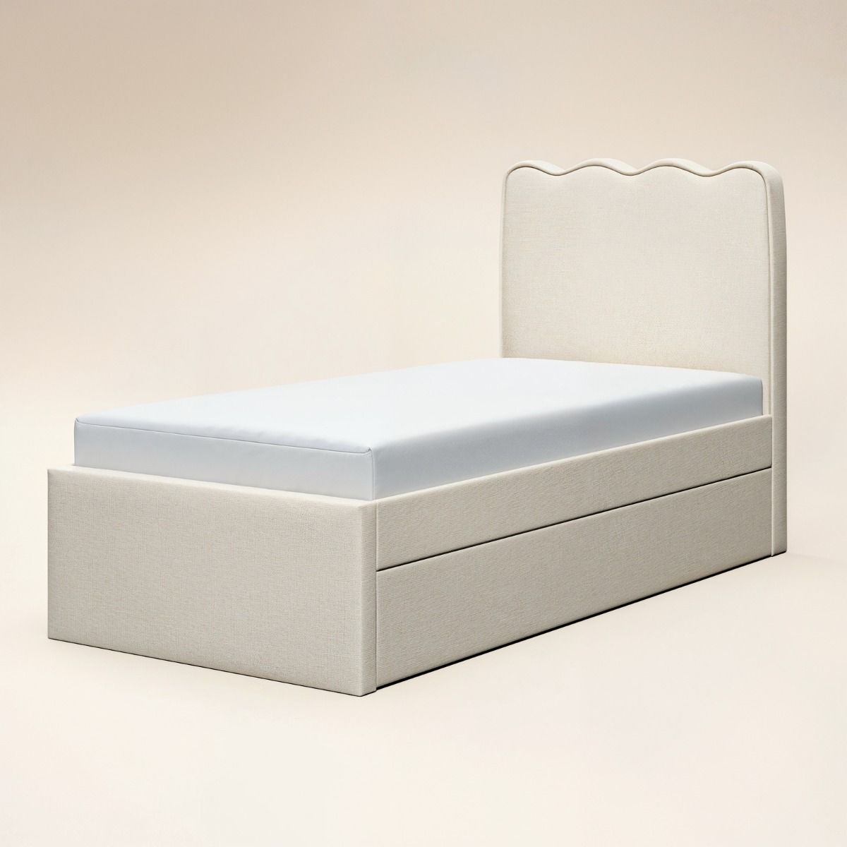Flair Ellis Single Bed with Trundle Beige Woven Fabric
