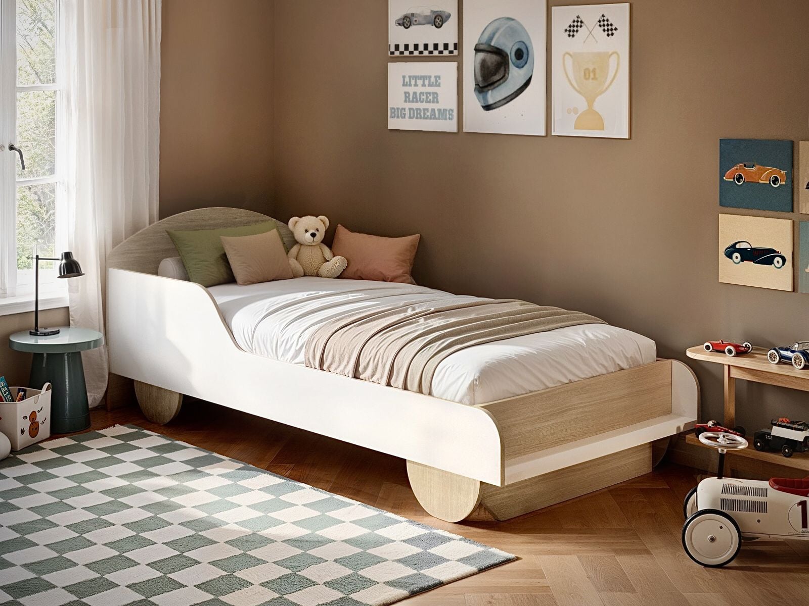 Flair Oliver Car Wooden Bed White & Oak
