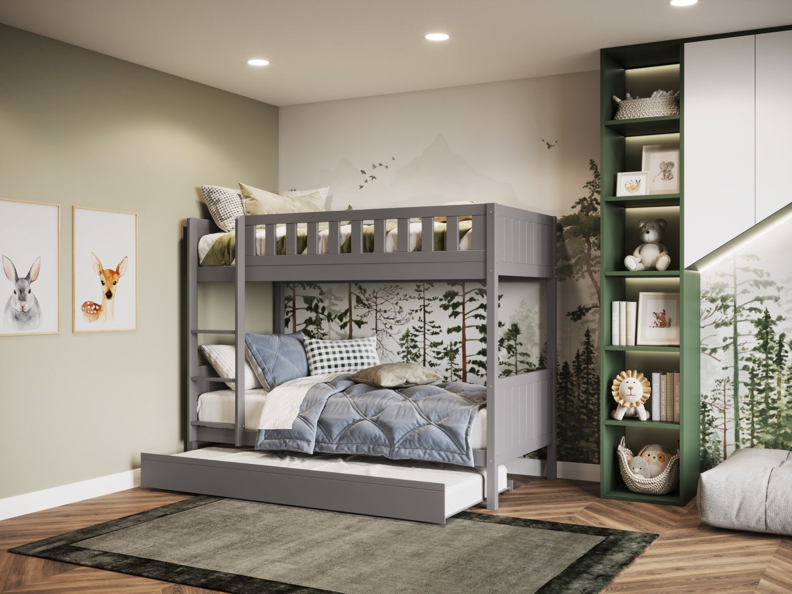 Flair Bea Wooden Bunk Bed with Trundle