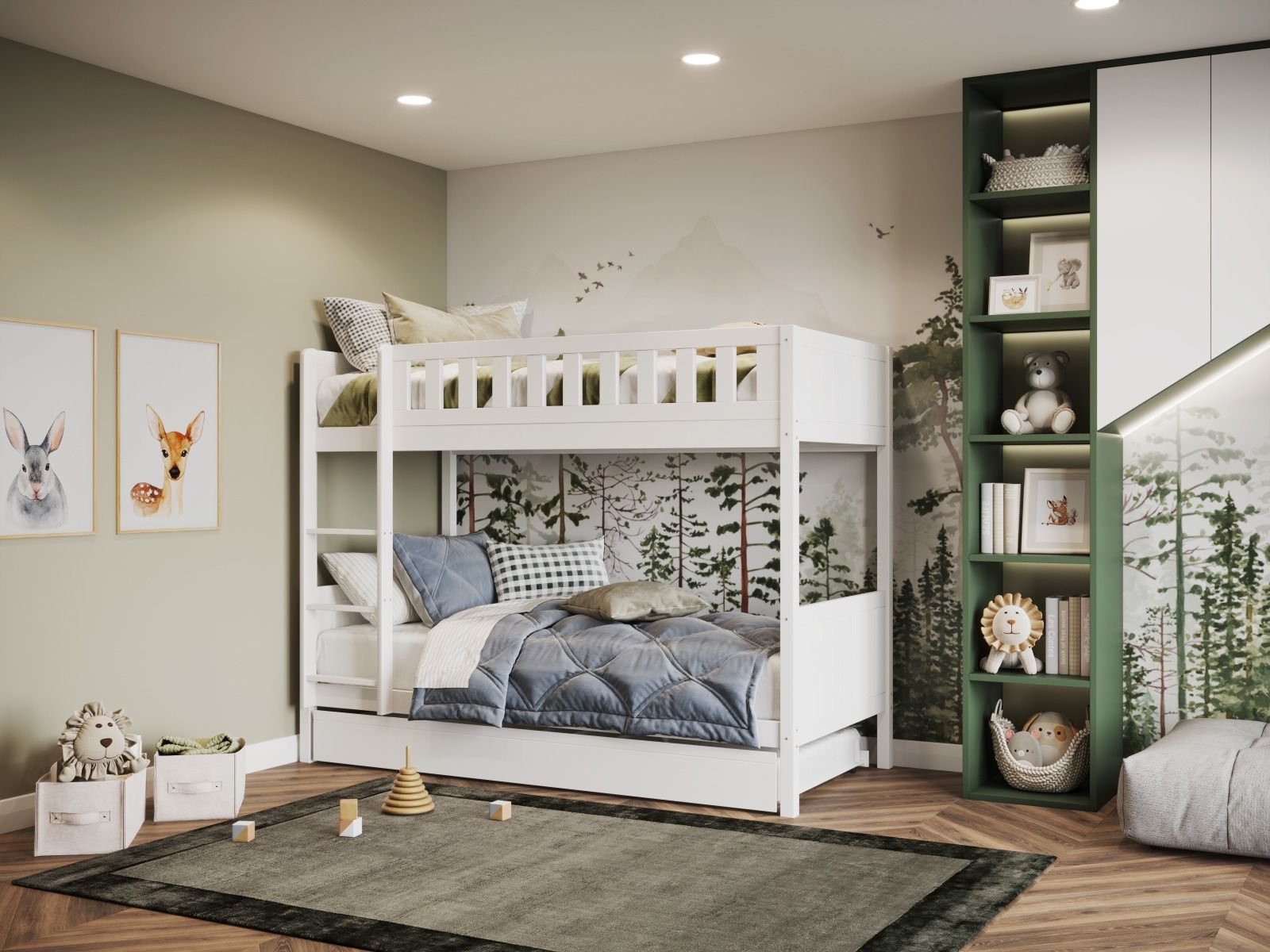 Flair Bea Wooden Bunk Bed with Trundle